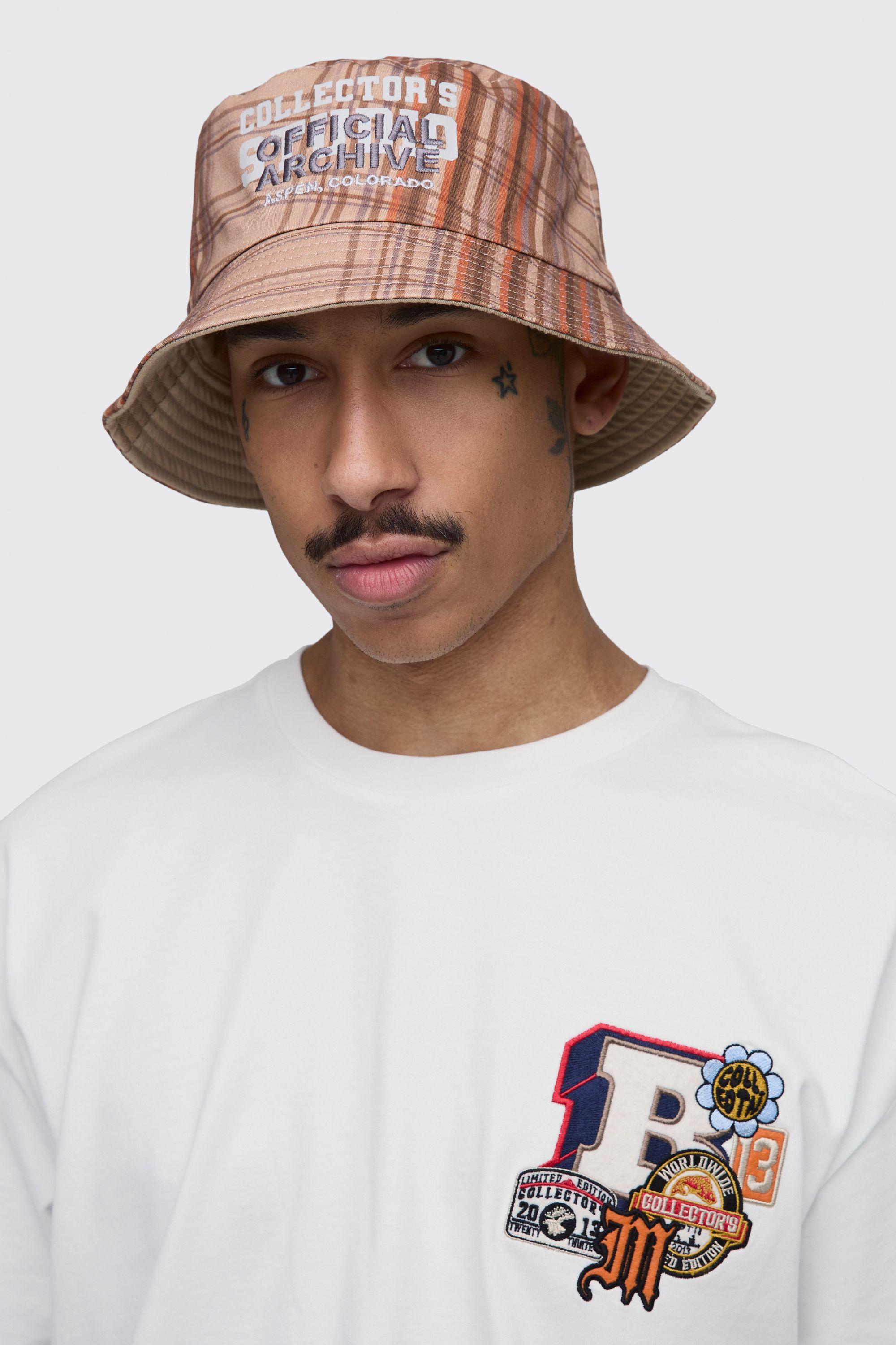 Official Archive Check Bucket Hat by BOOHOOMAN
