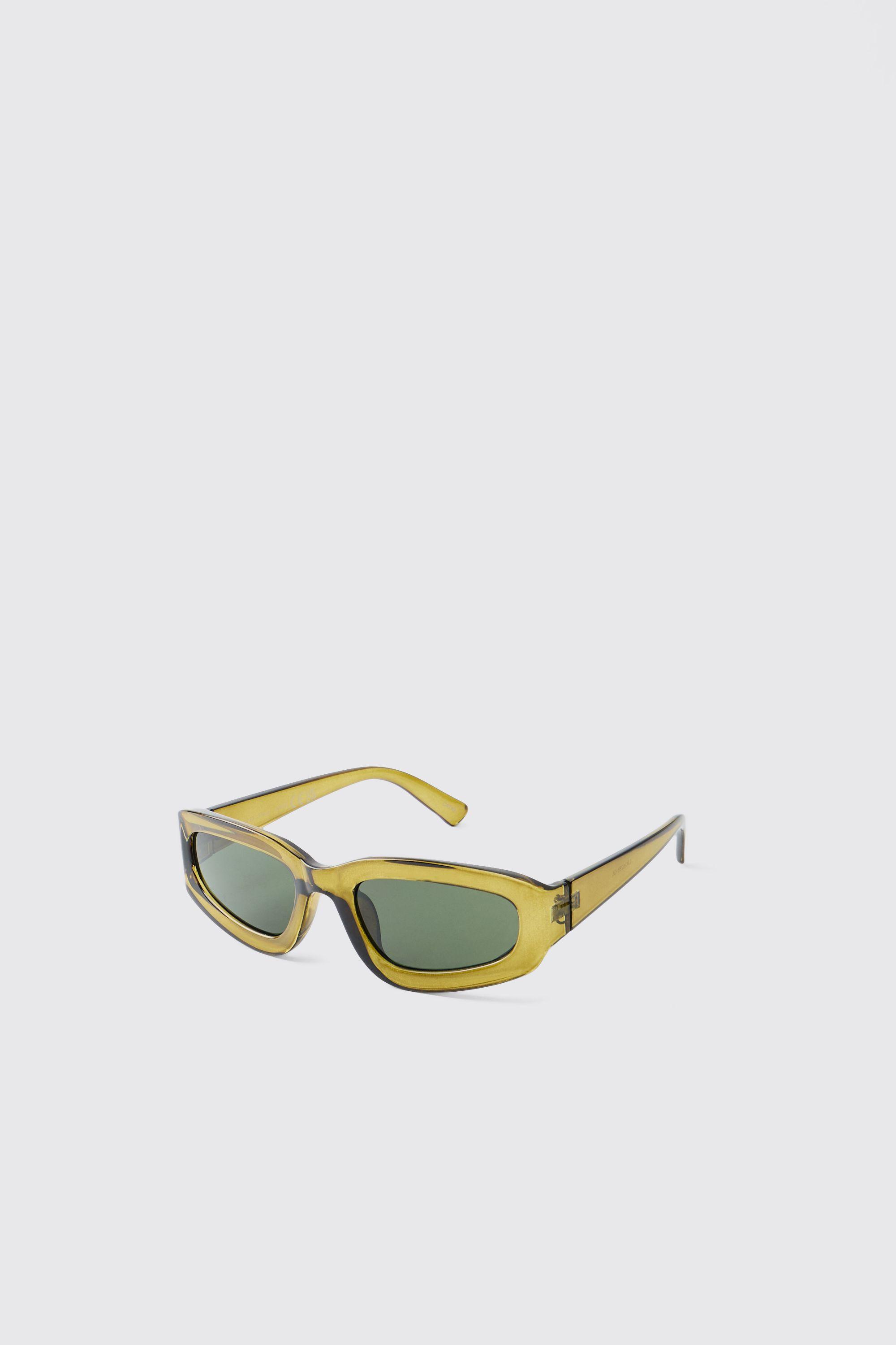 Olive Rectangle Sunglasses by BOOHOOMAN