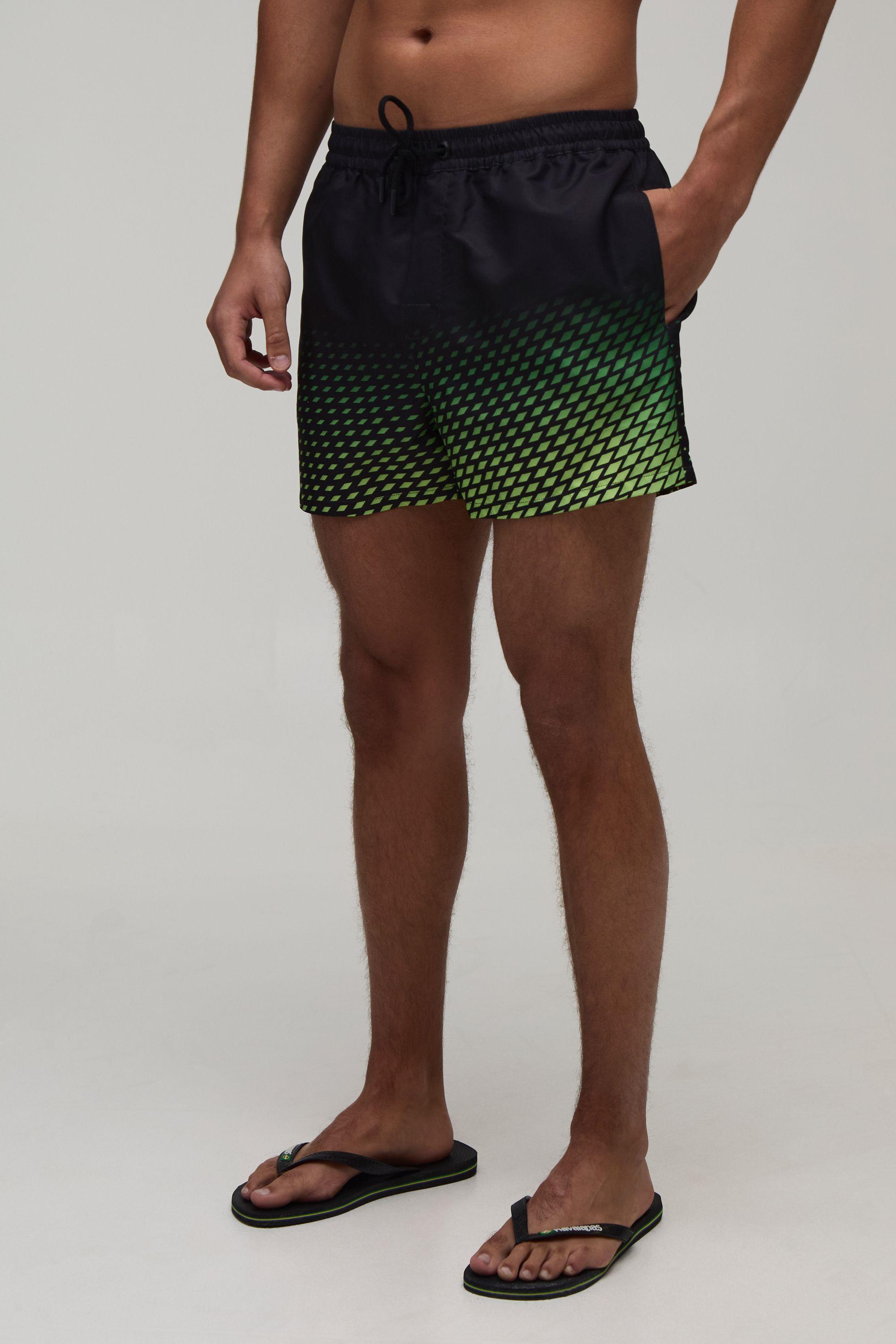 Ombre Print Piping Short Length Swim Short by BOOHOOMAN