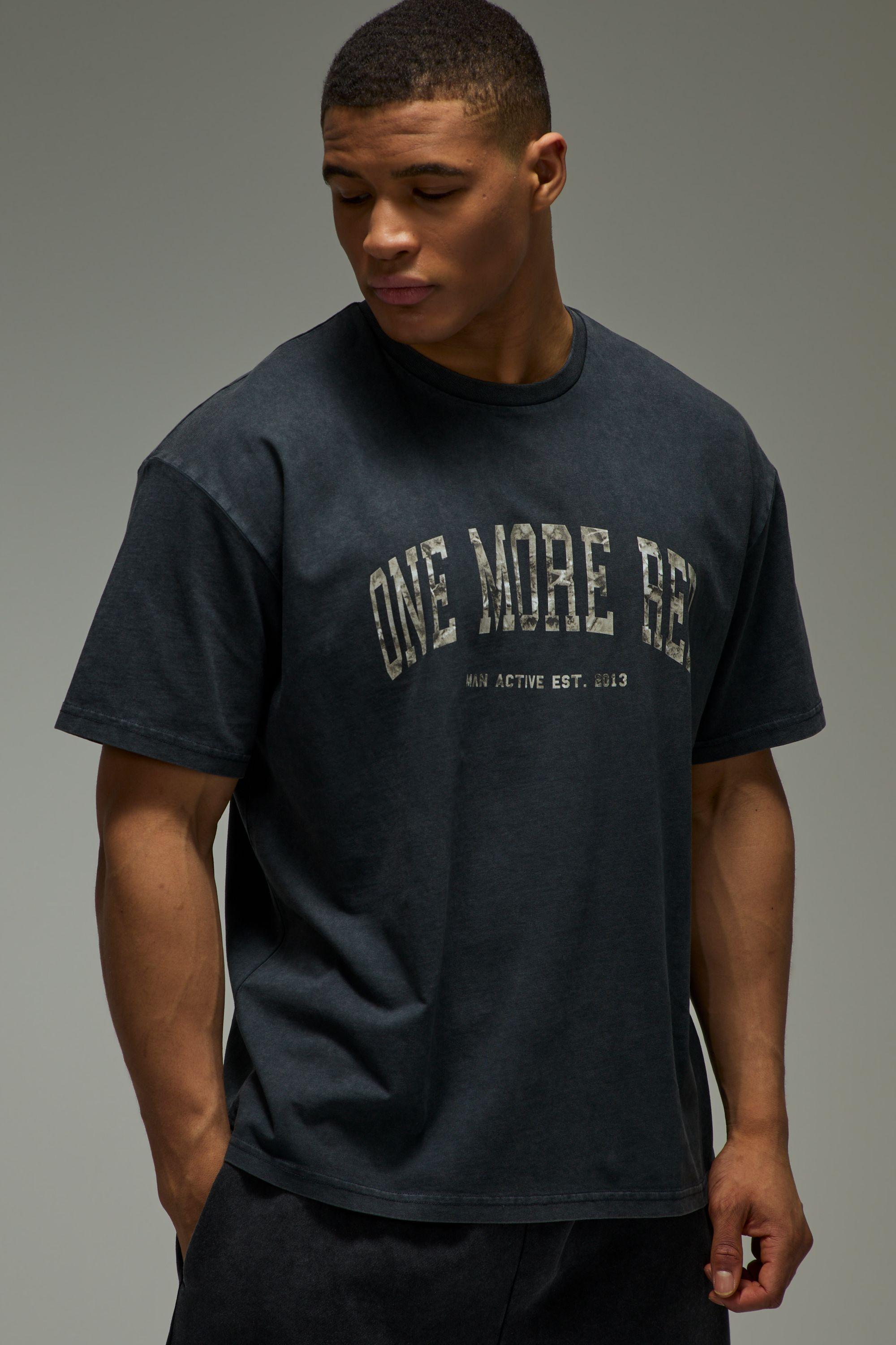 One More Rep Camo Washed Oversized T-Shirt by BOOHOOMAN