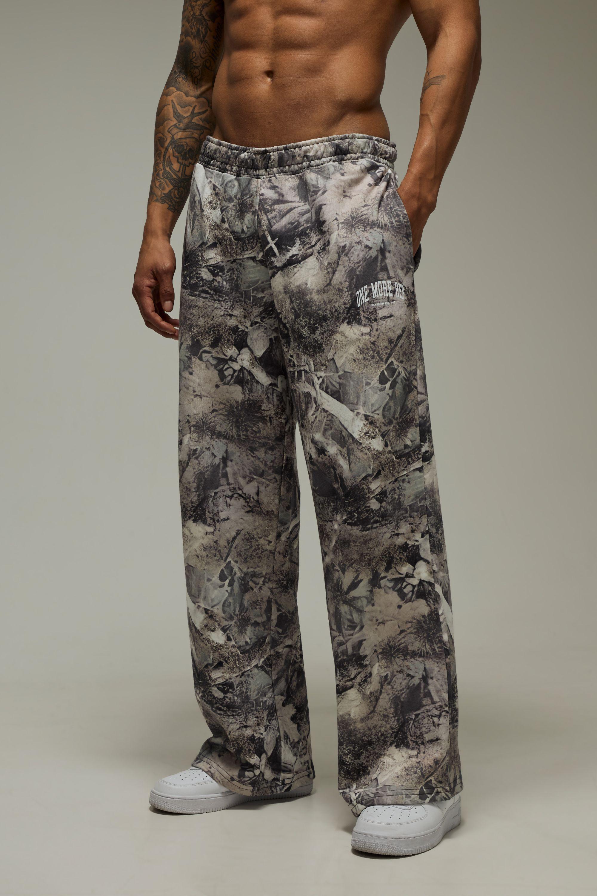 One More Rep Camo Wide Leg Jogger by BOOHOOMAN