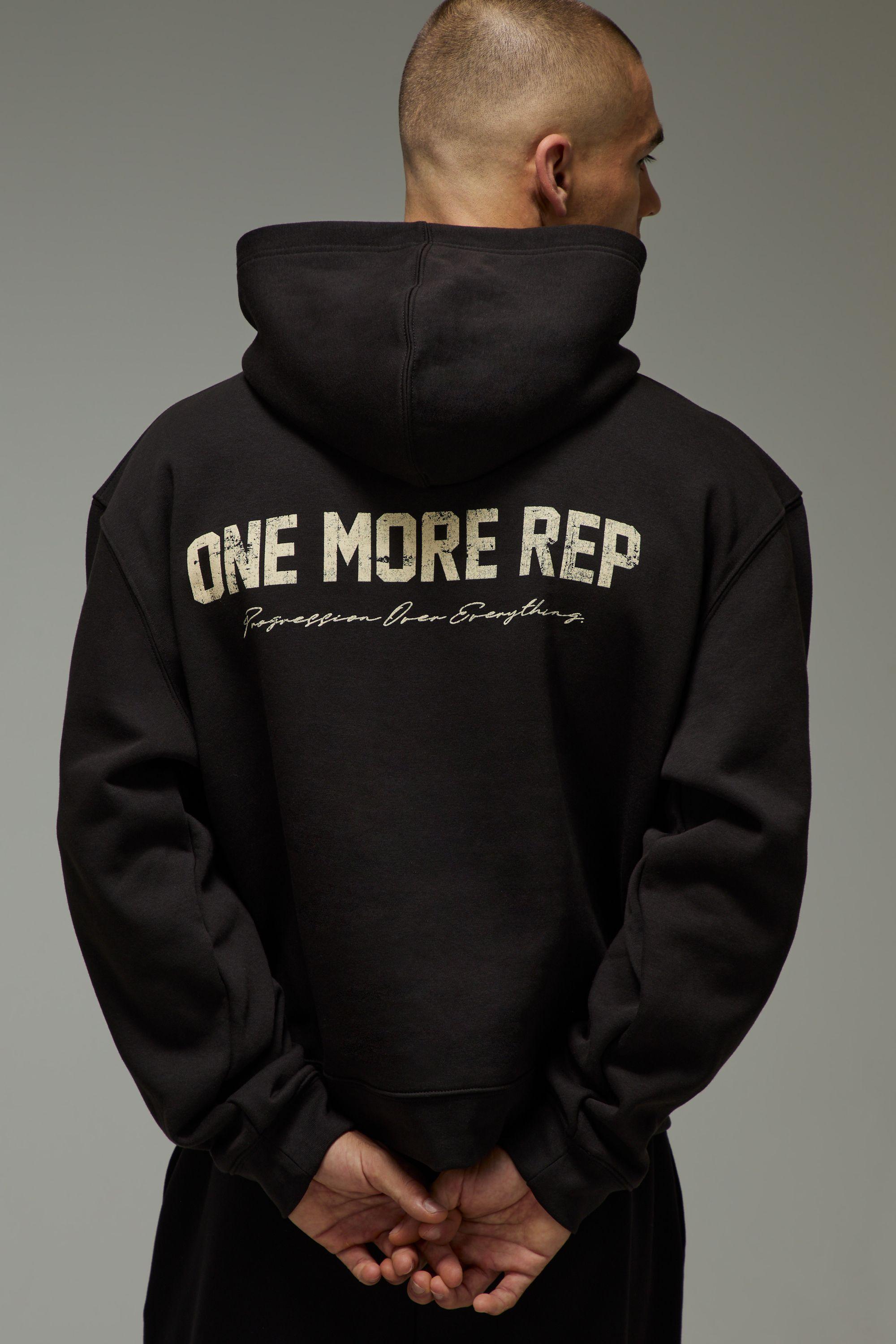 One More Rep Cracked Oversized Boxy Hoodie by BOOHOOMAN