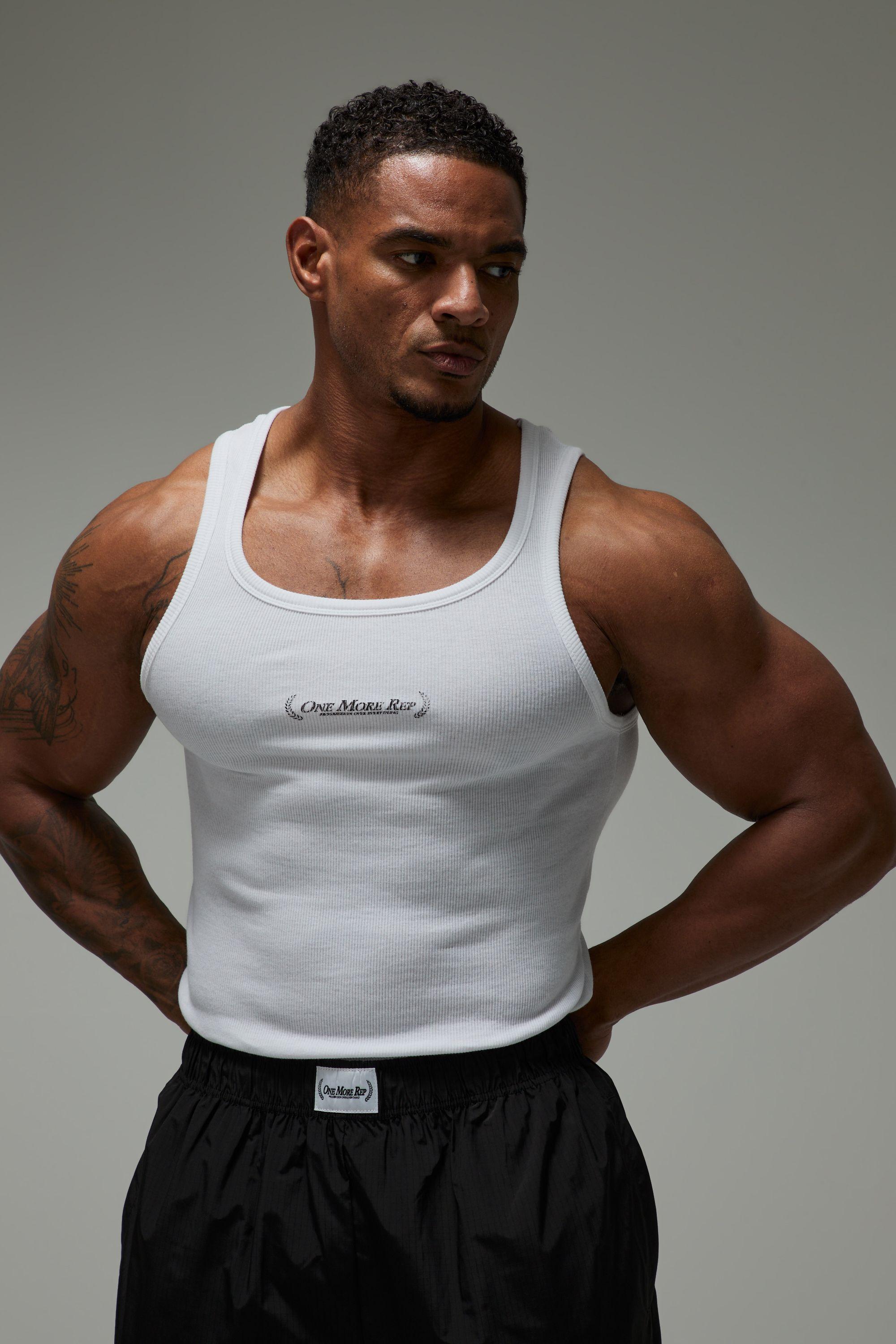 One More Rep Muscle Ribbed Vest by BOOHOOMAN