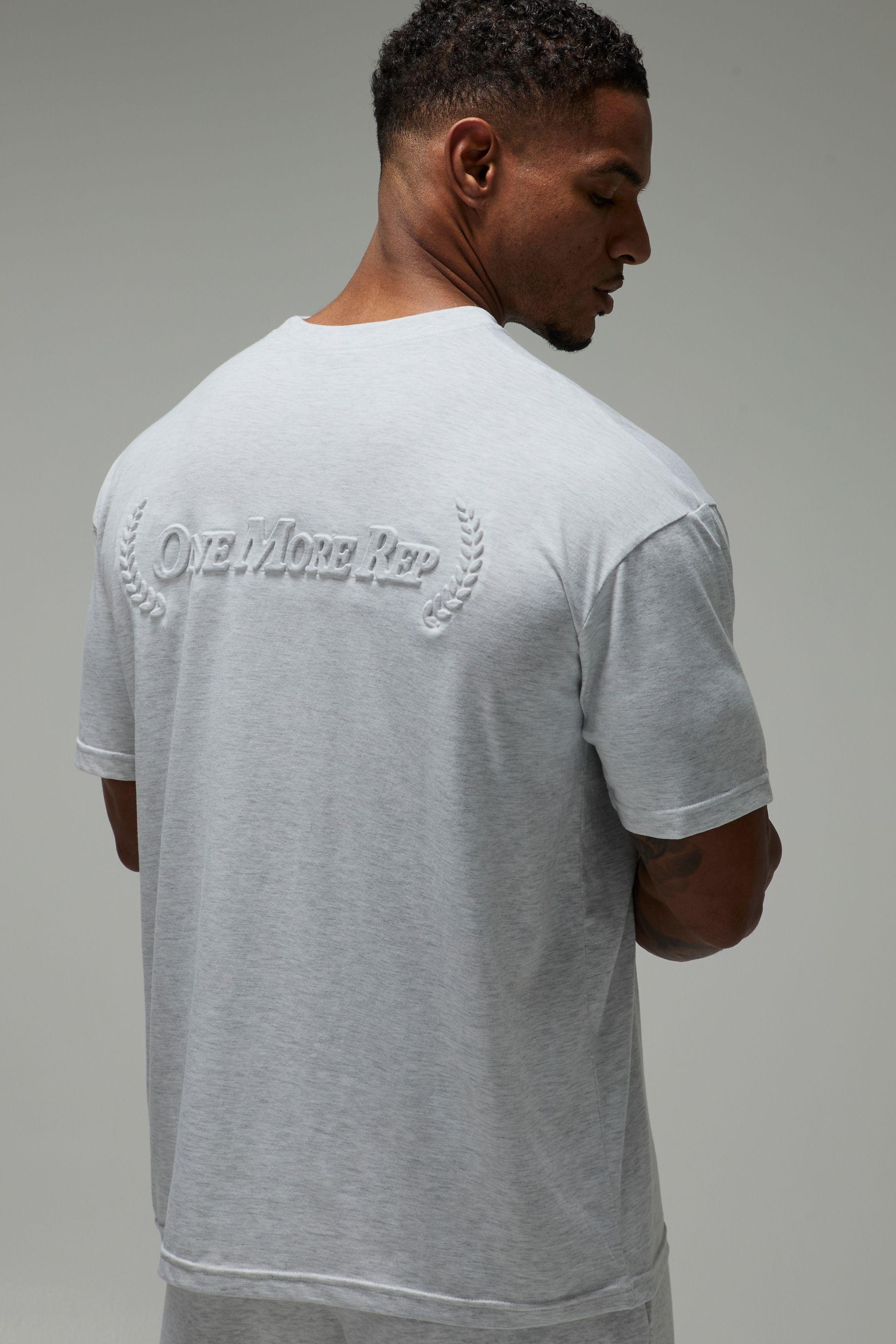 One More Rep Oversized Embossed T-Shirt by BOOHOOMAN
