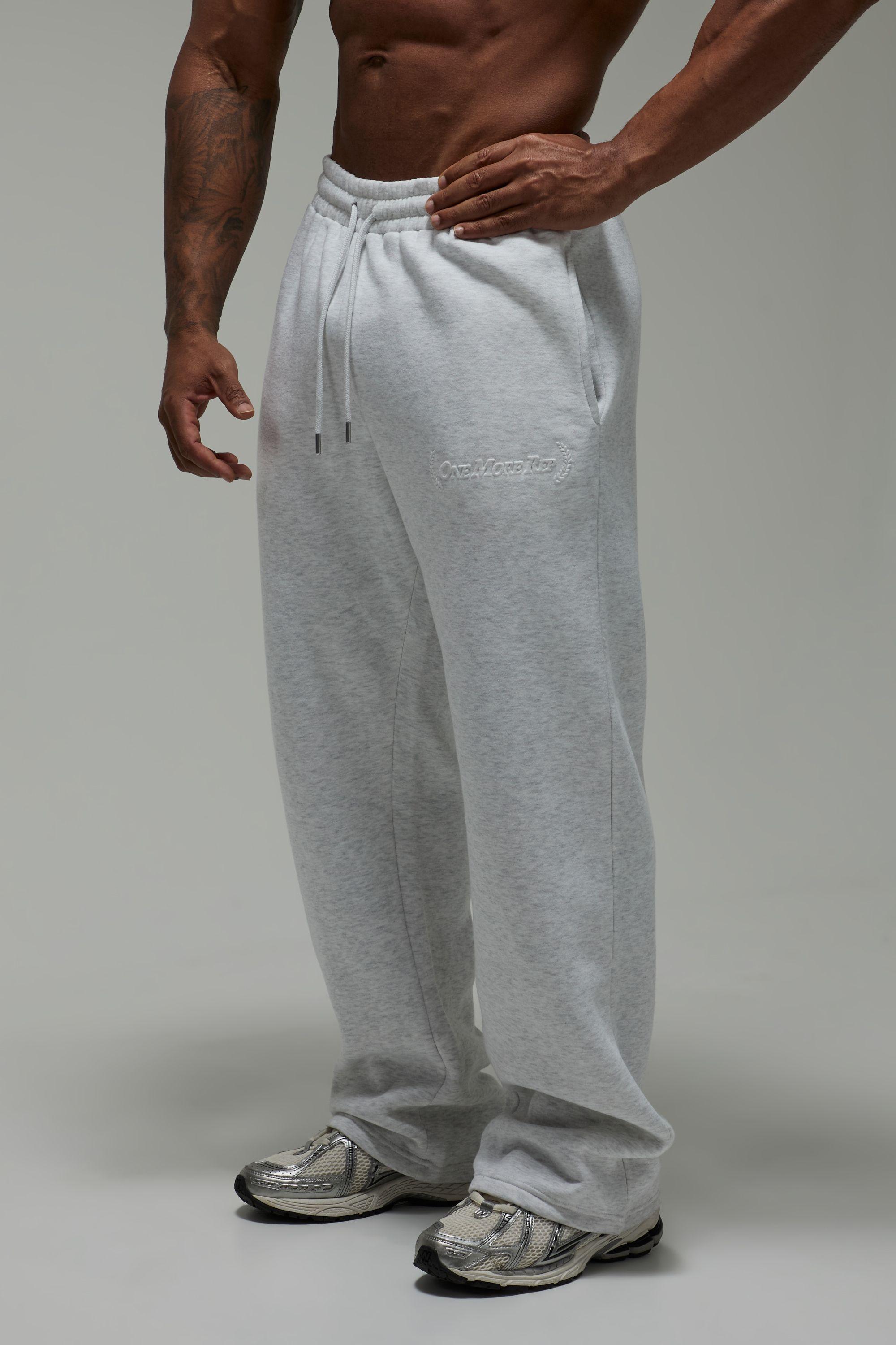 One More Rep Straight Leg Embossed Joggers by BOOHOOMAN