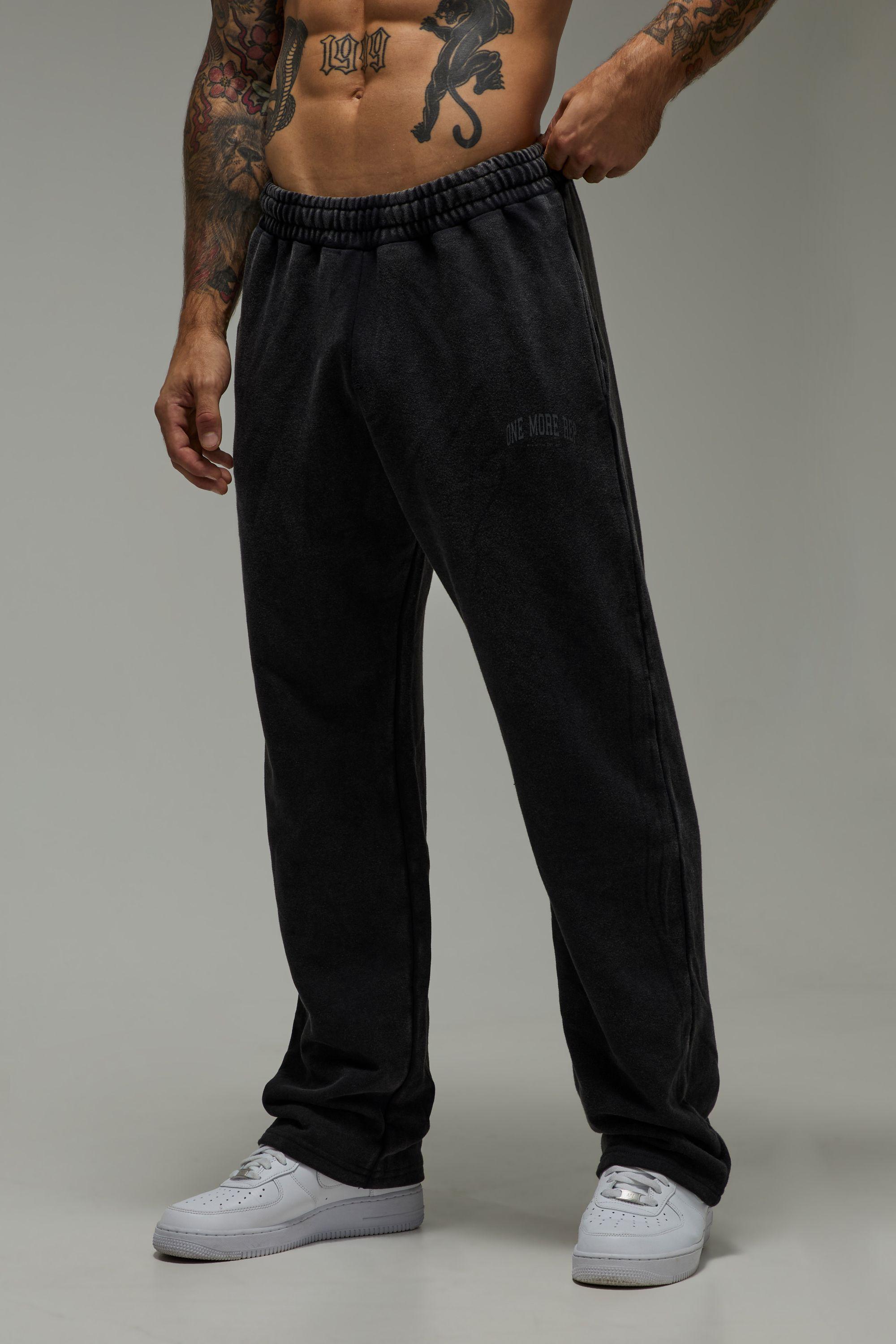 One More Rep Washed Straight Leg Jogger by BOOHOOMAN