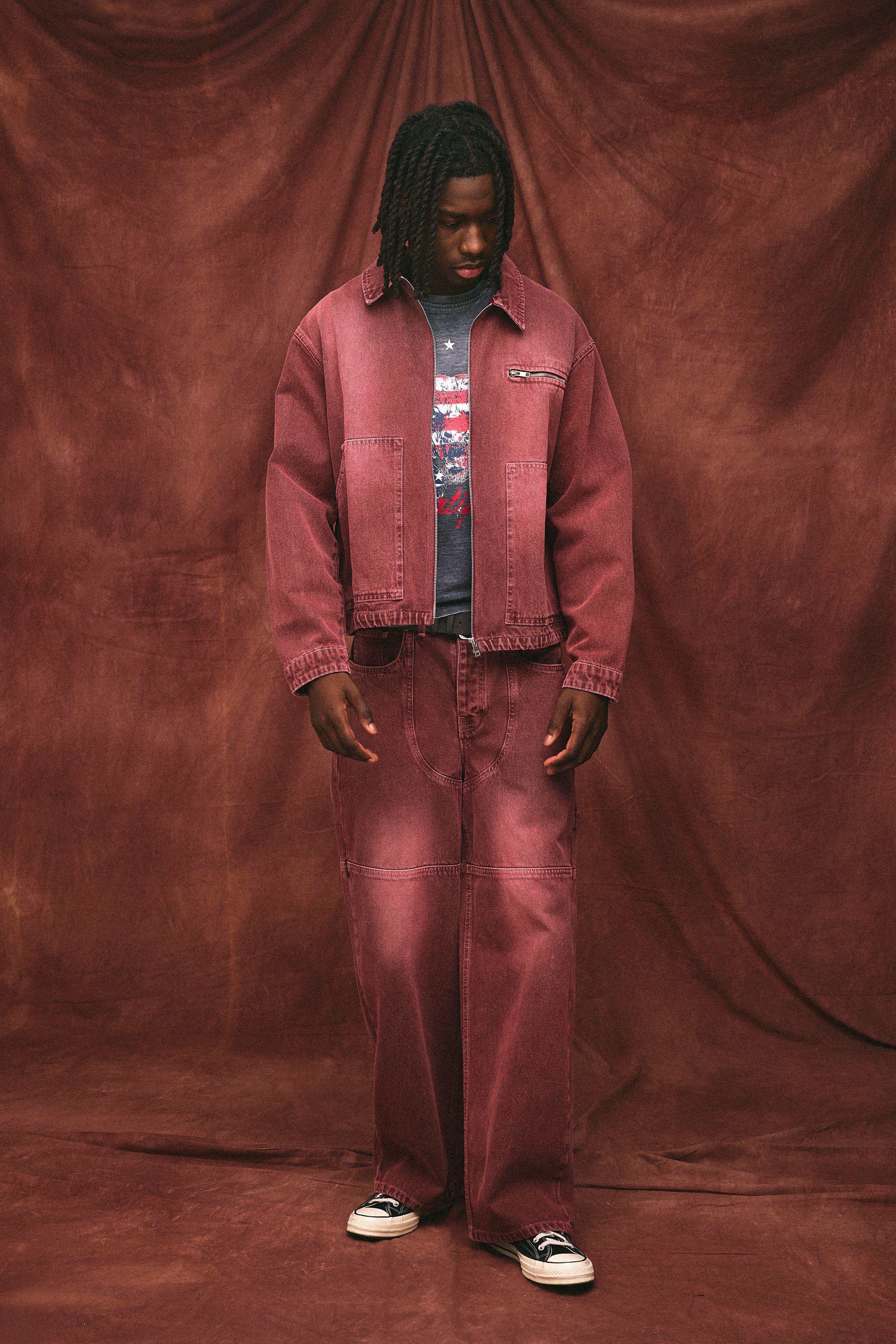 Overdye Western Applique Baggy Jeans by BOOHOOMAN