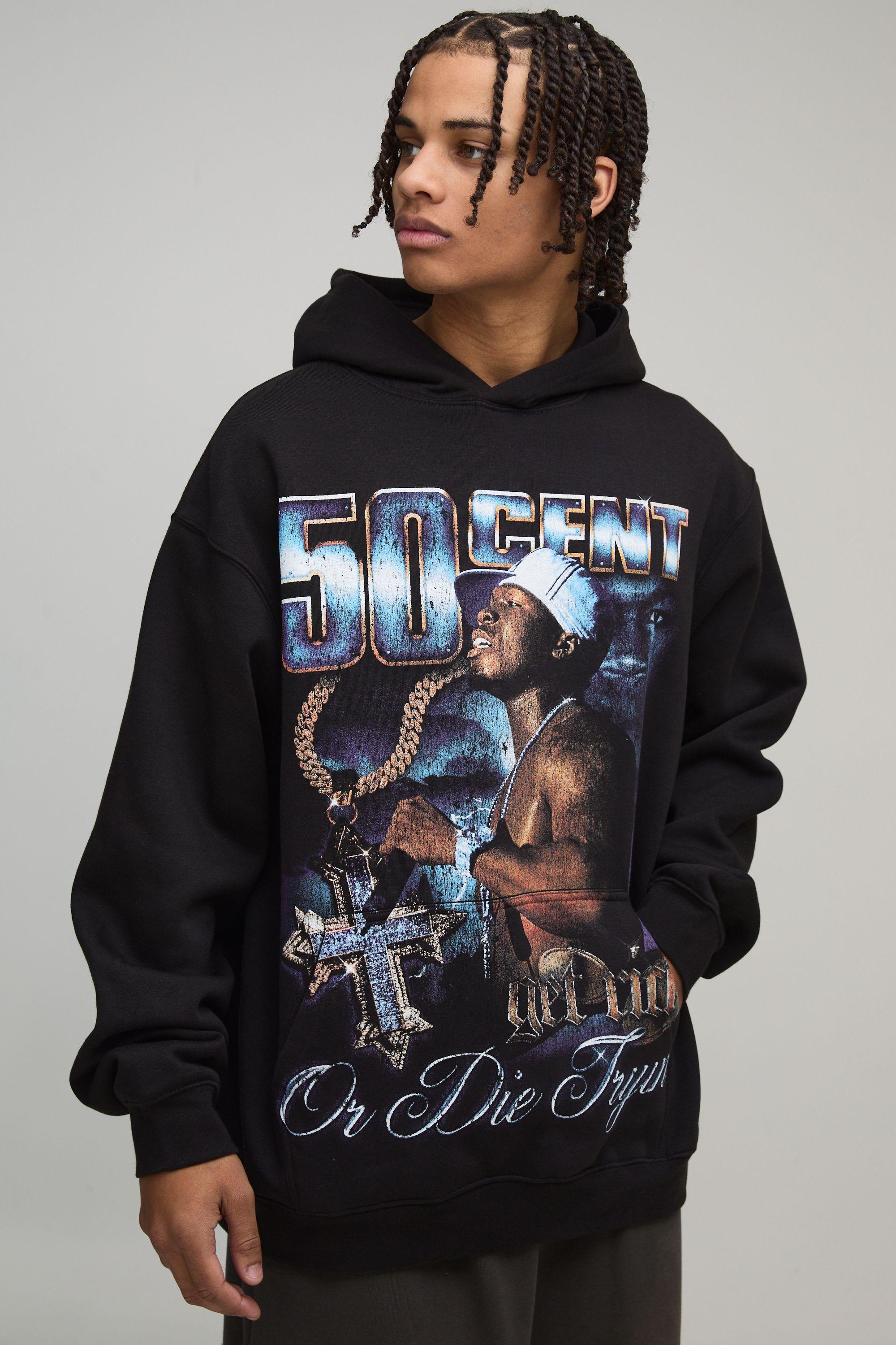 Oversized 50 Cent License Printed Hoodie by BOOHOOMAN