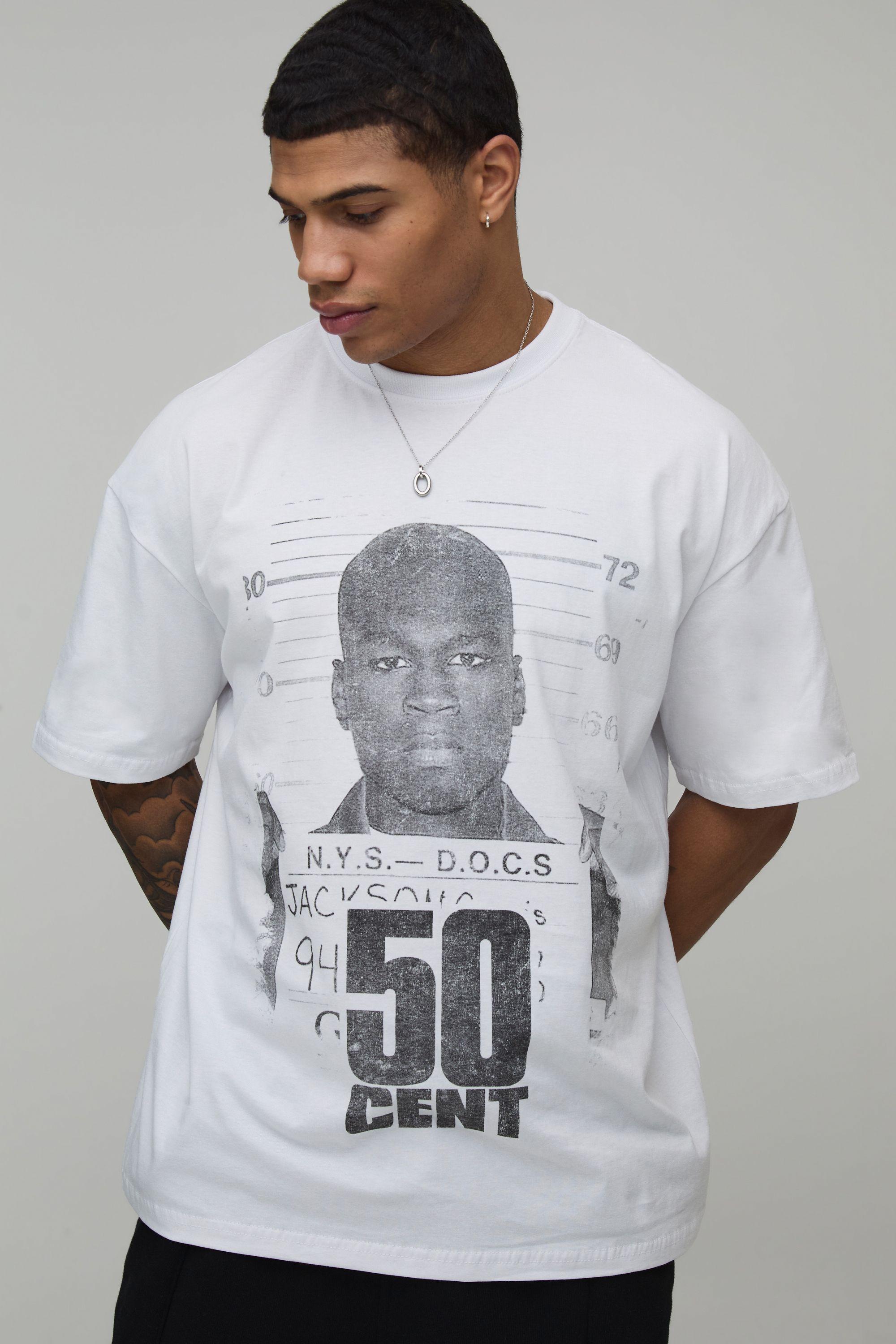 Oversized 50 Cent License Printed T-Shirt by BOOHOOMAN