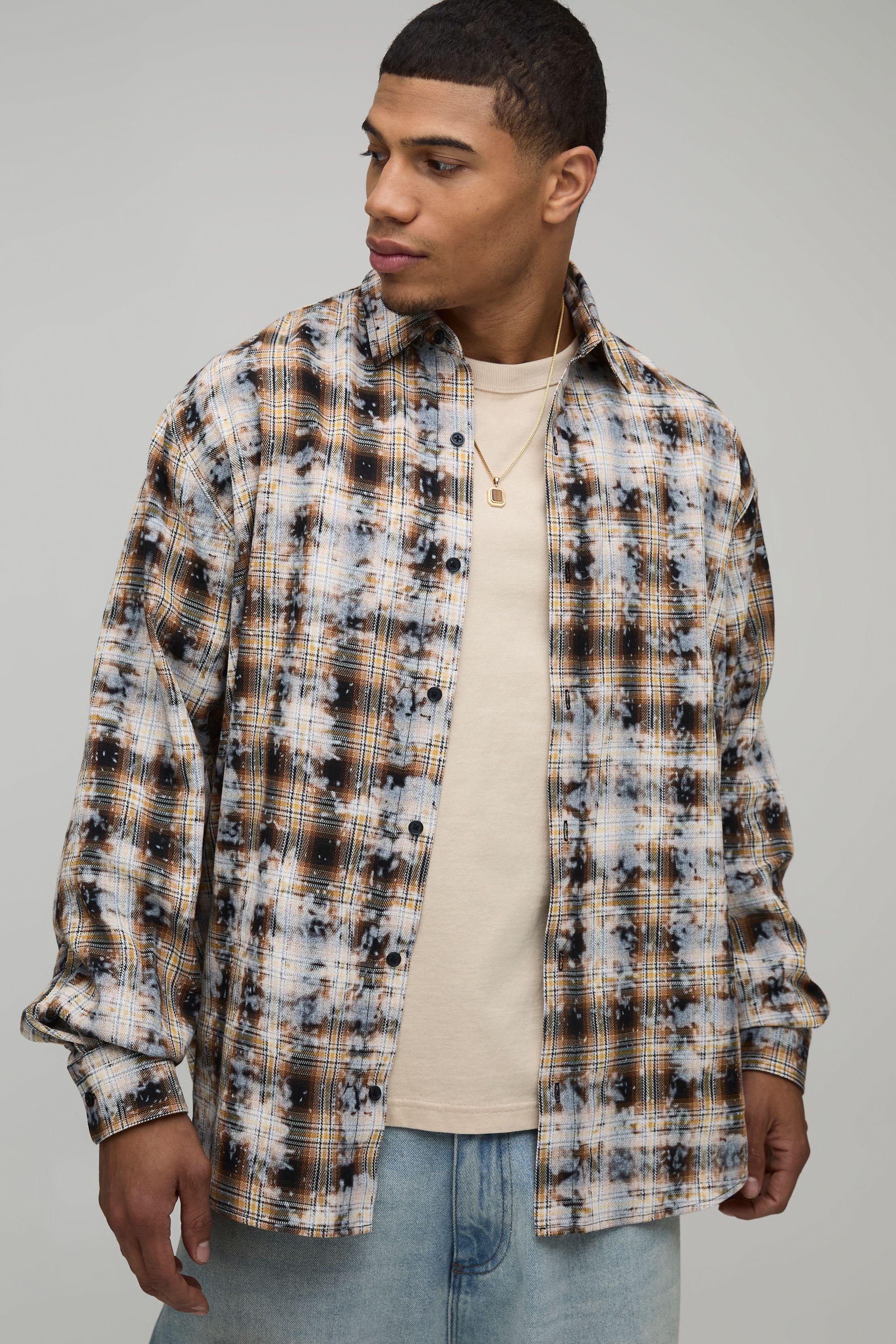 Oversized Badge Applique Checked Shirt by BOOHOOMAN