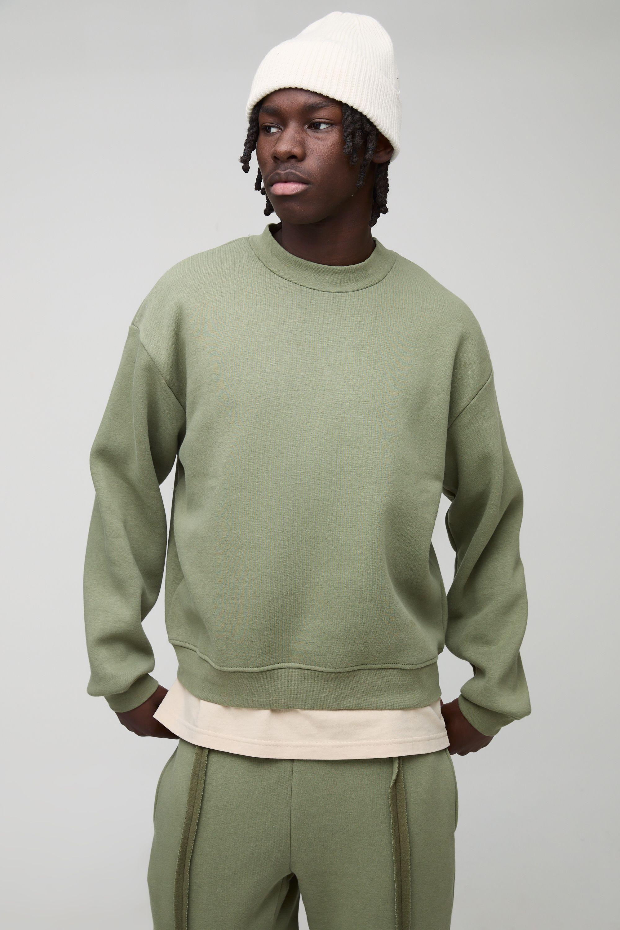 Oversized Basic Boxy Extended Neck Sweatshirt by BOOHOOMAN Oversized Basic Boxy Extended Neck Sweatshirt by BOOHOOMAN