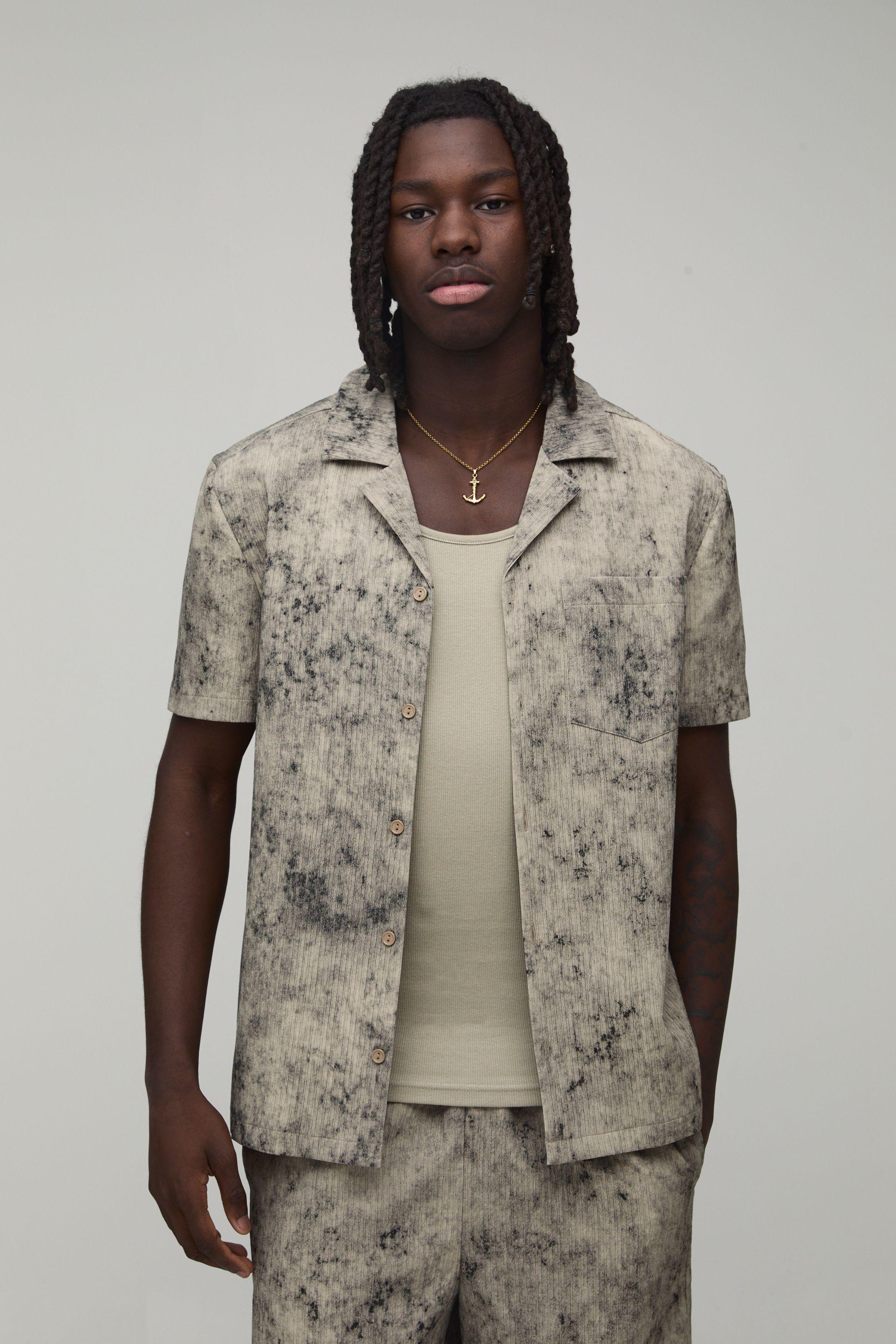 Oversized Bleach Wash Textured Shirt by BOOHOOMAN