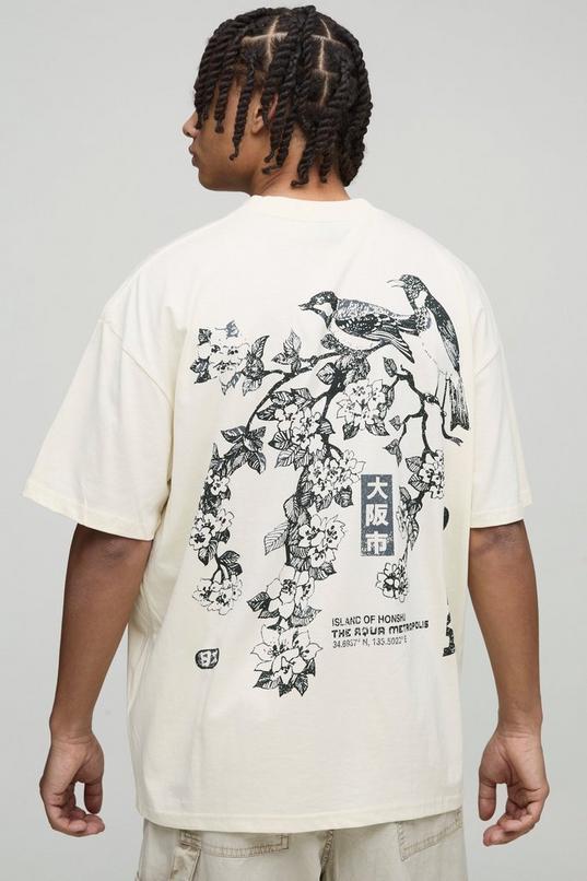 Oversized Blossom Floral Osaka Graphic T-Shirt by BOOHOOMAN