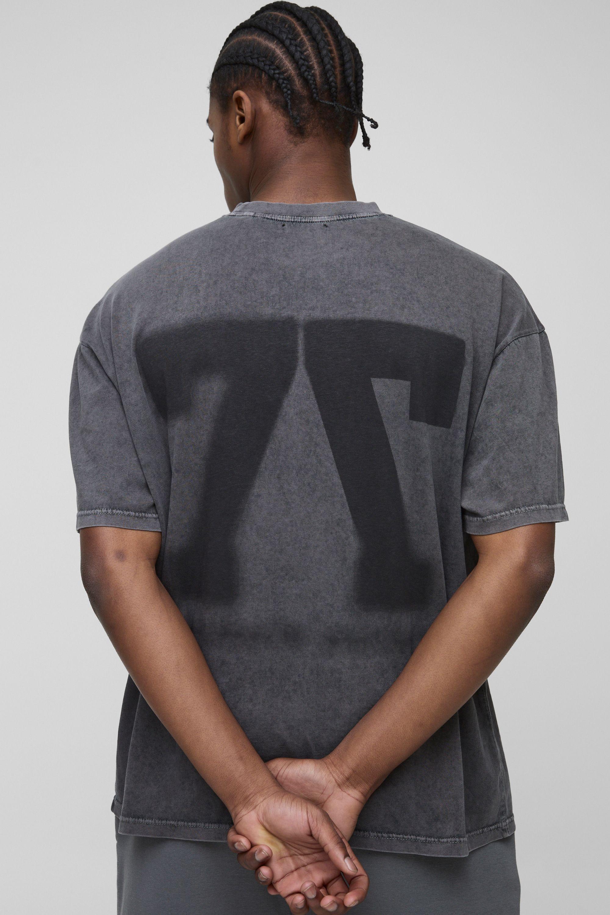 Oversized Blurred 77 Varsity Graphic Washed T-Shirt by BOOHOOMAN