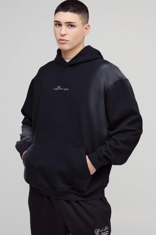 Oversized Bm Signature Spray Wash Hoodie by BOOHOOMAN
