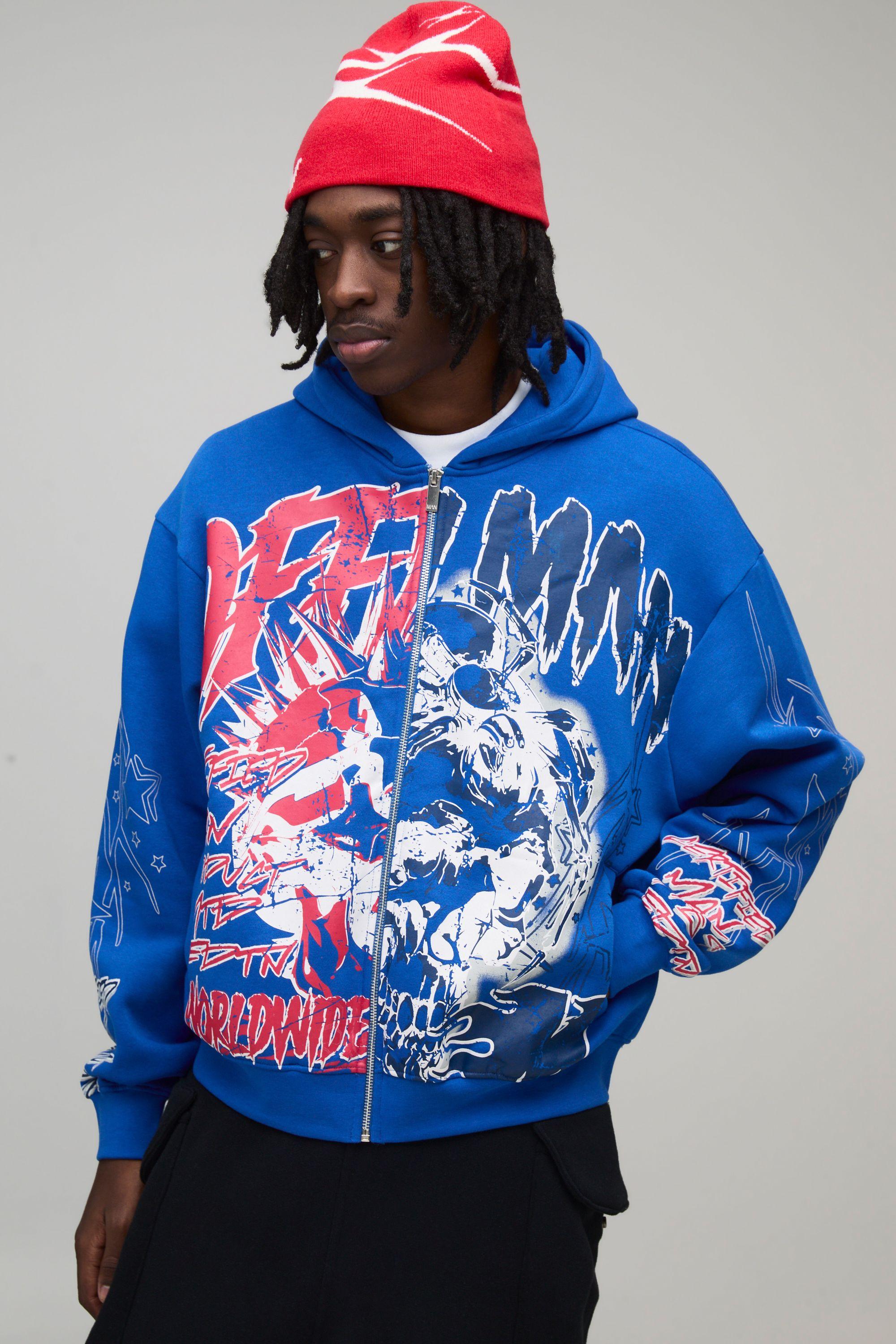 Oversized Boxy 13 Graphic hoodie by BOOHOOMAN