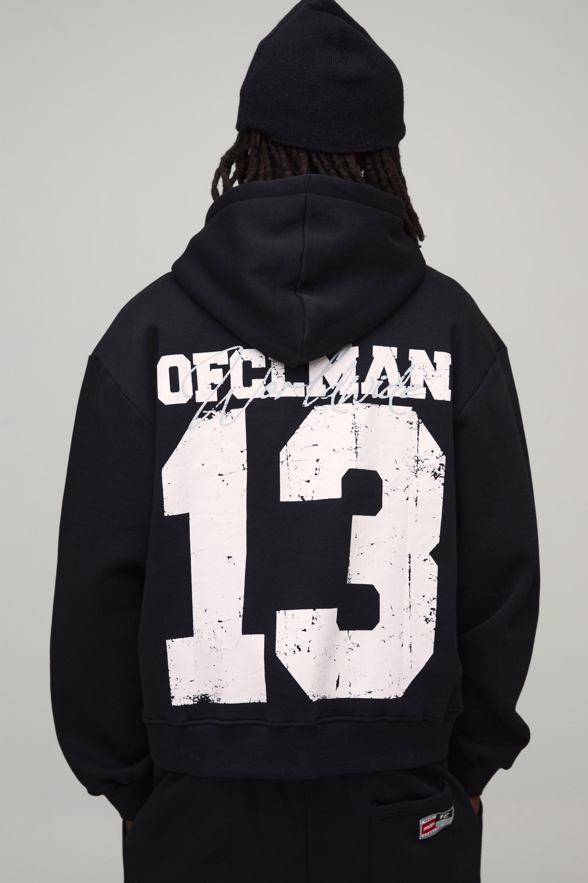 Oversized Boxy 13 Washed Printed Hoodie by BOOHOOMAN
