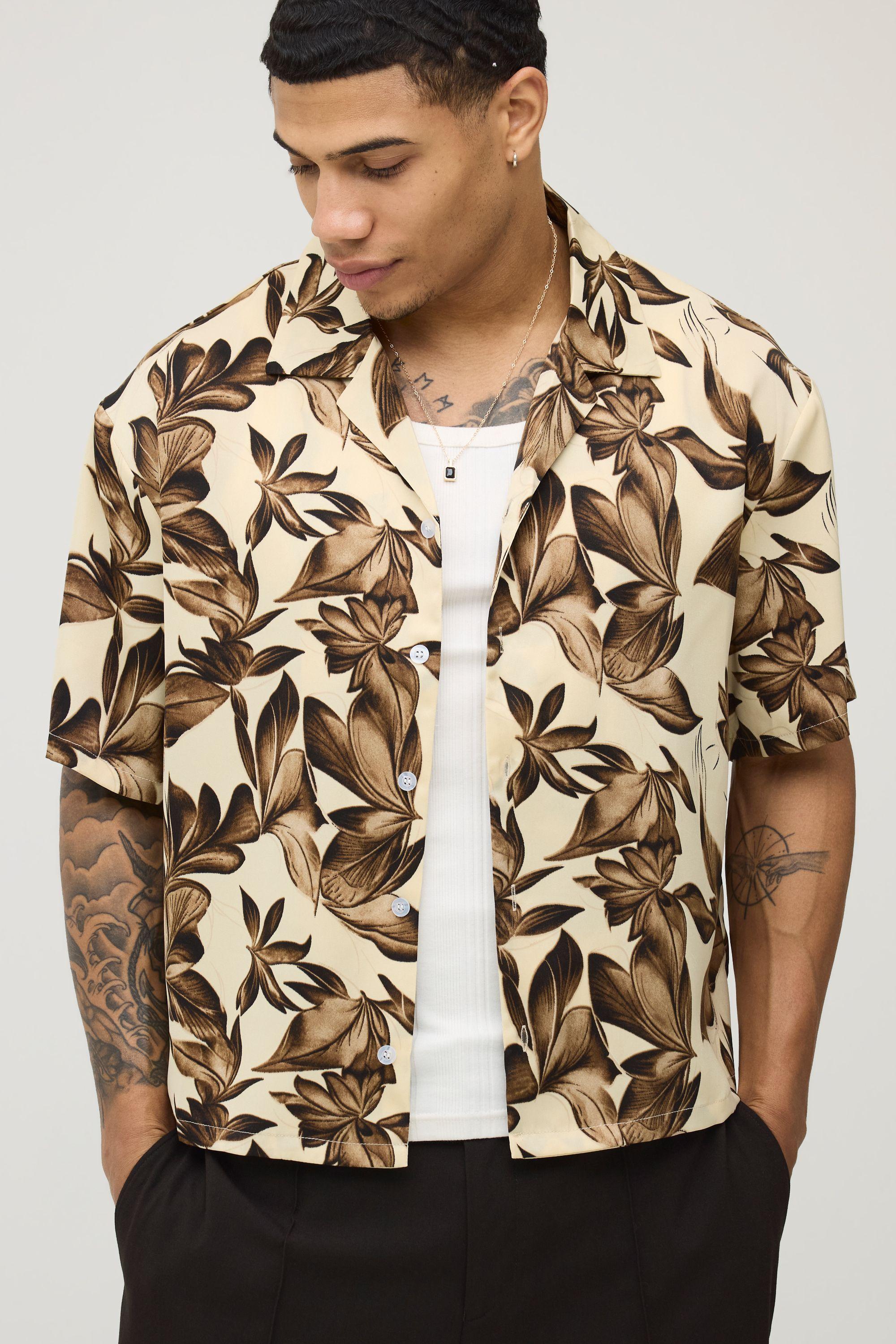 Oversized Boxy Abstract Bermuda Shirt by BOOHOOMAN