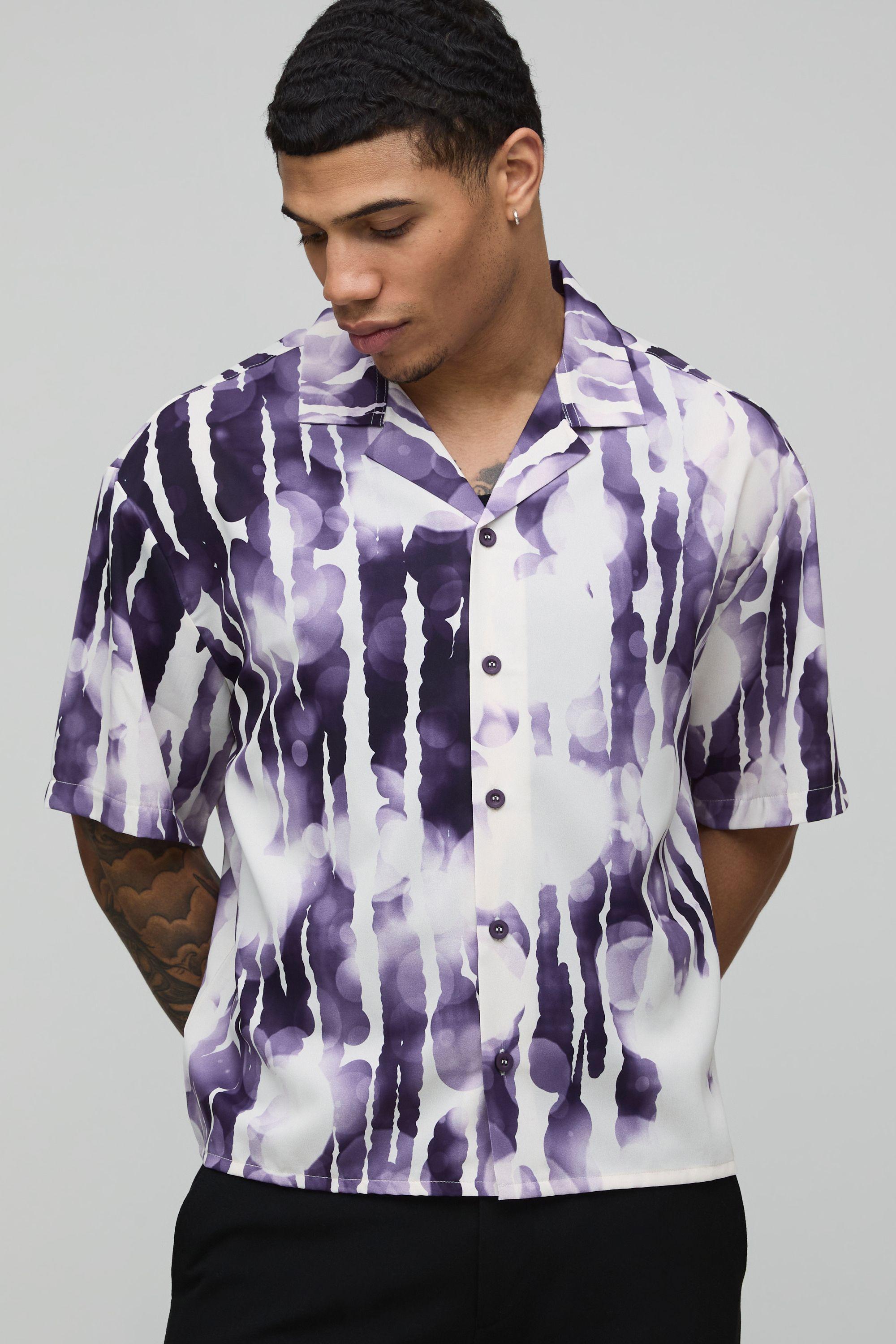 Oversized Boxy Abstract Print Shirt by BOOHOOMAN