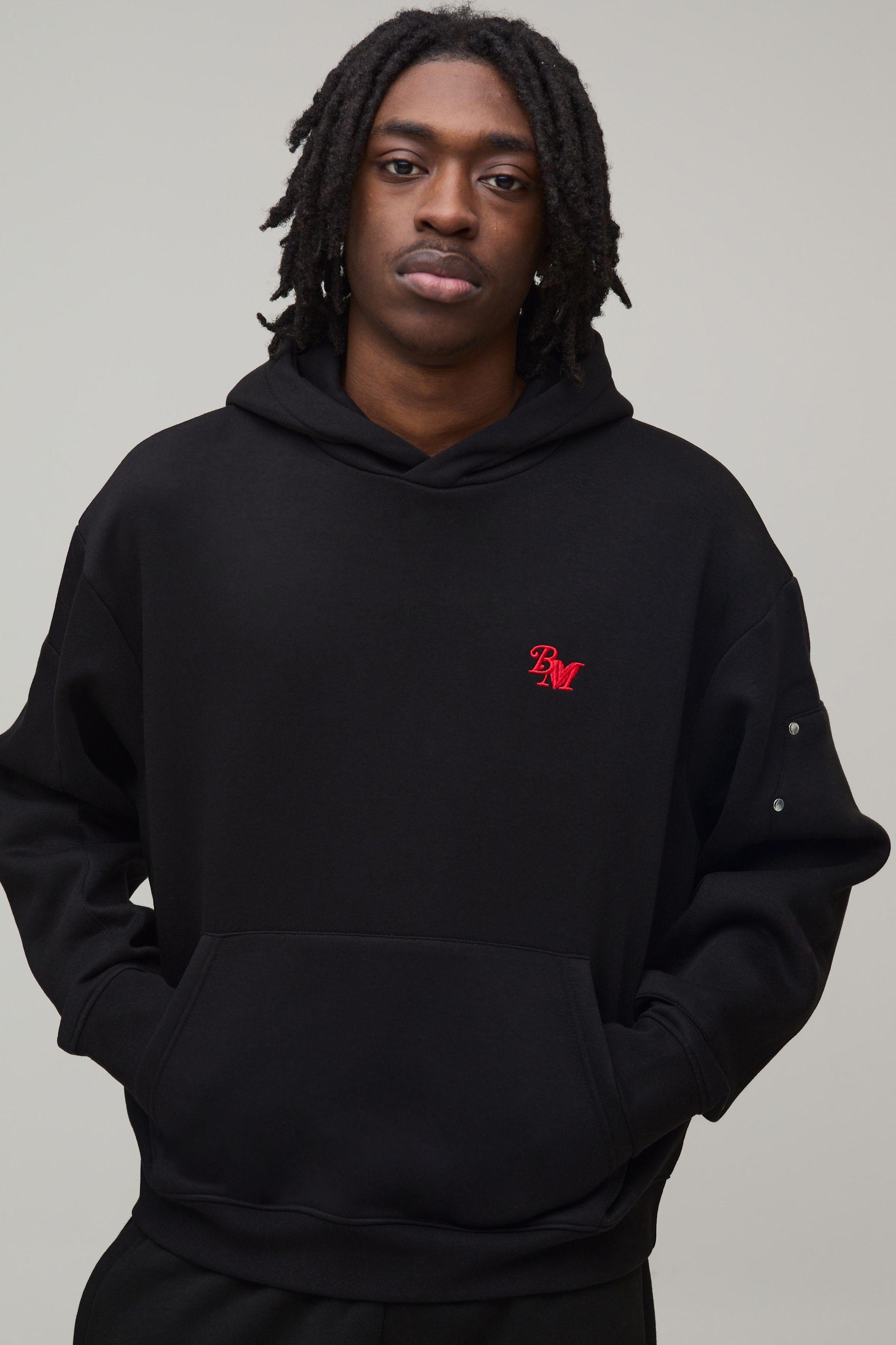 Oversized Boxy BM Panelled Hoodie by BOOHOOMAN