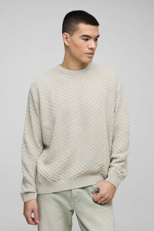 Oversized Boxy Basket Knitted Crew Jumper by BOOHOOMAN