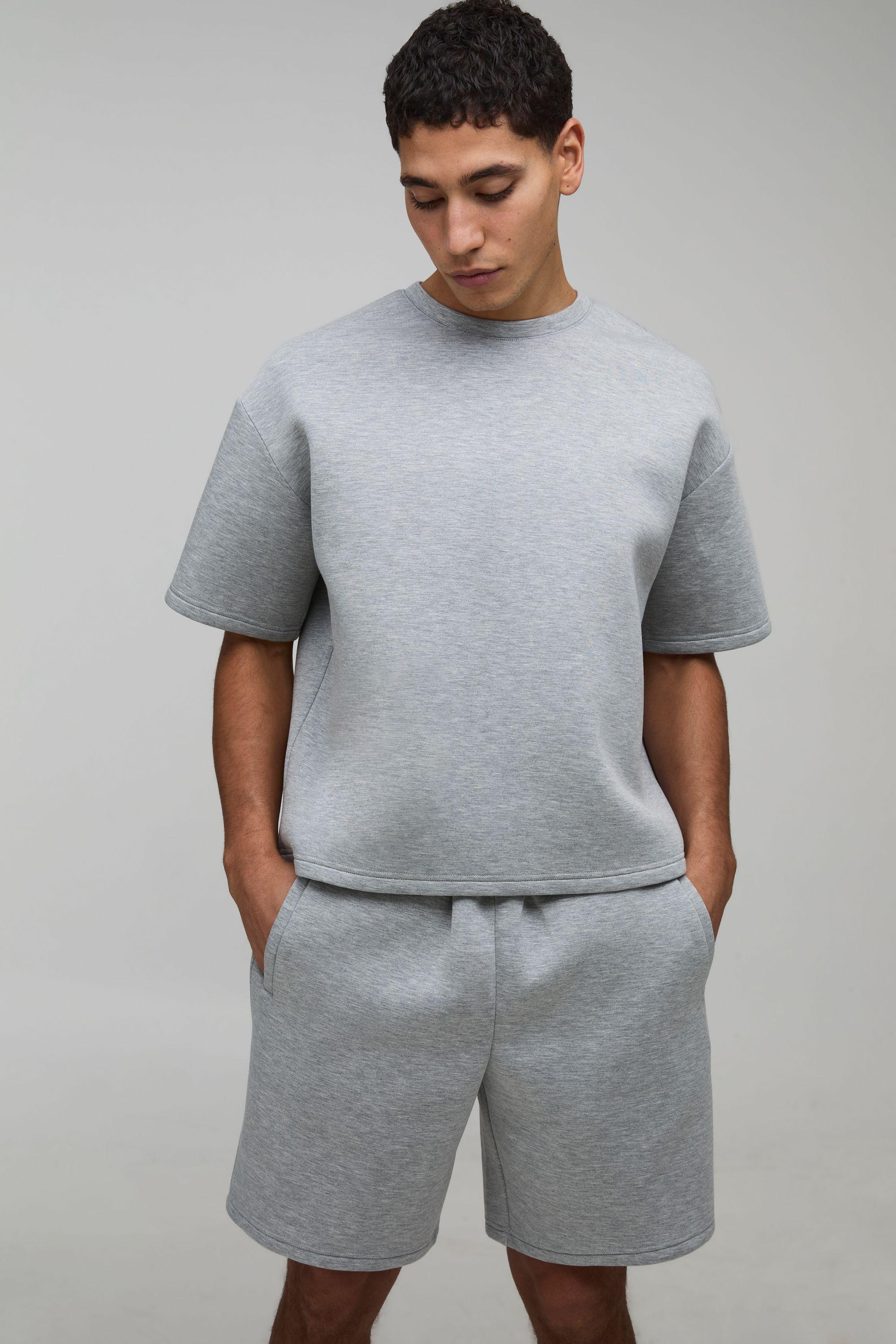 Oversized Boxy Bonded Scuba T-Shirt & Relaxed Short Set by BOOHOOMAN