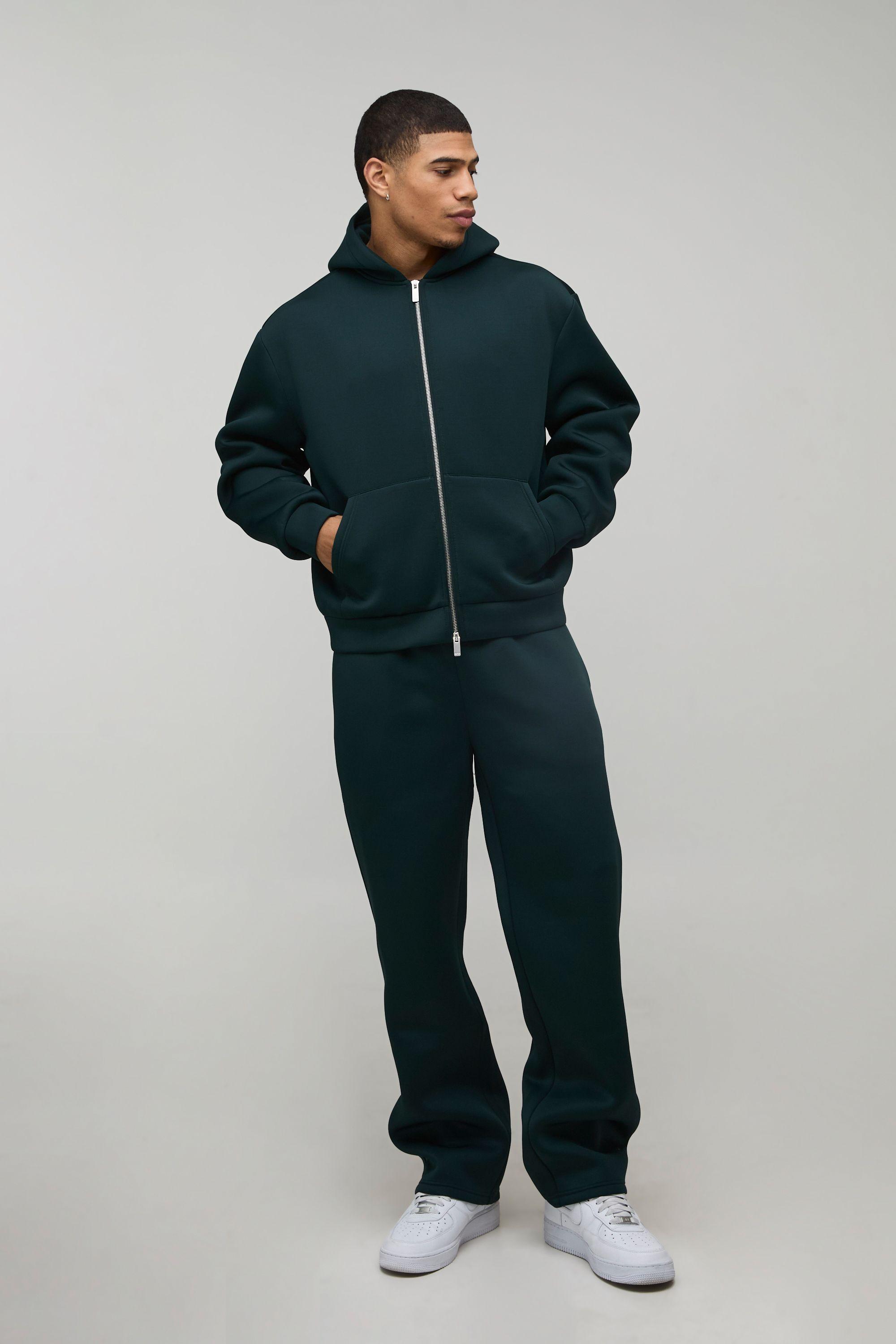 Oversized Boxy Bonded Scuba Zip Through Hooded Tracksuit by BOOHOOMAN Oversized Boxy Bonded Scuba Zip Through Hooded Tracksuit by BOOHOOMAN