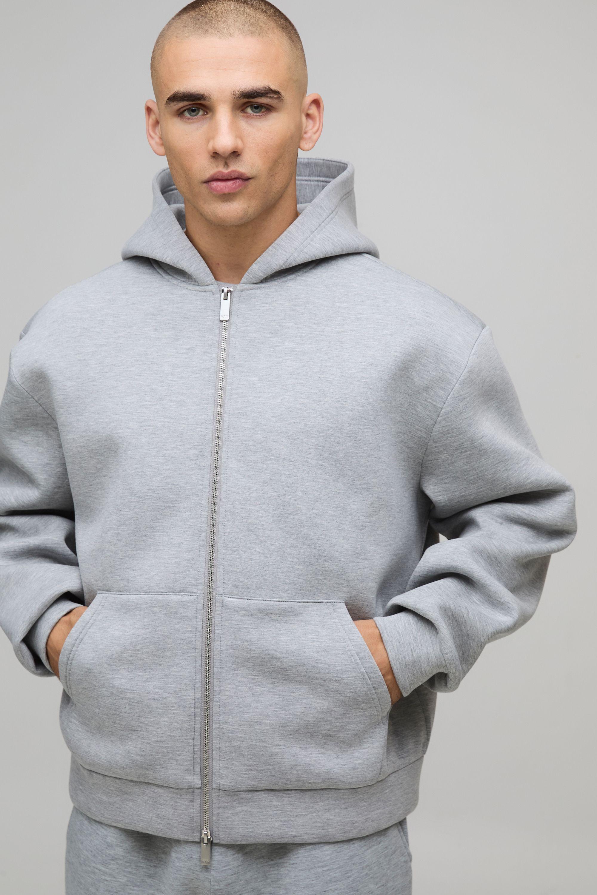 Oversized Boxy Bonded Scuba Zip Through Hoodie by BOOHOOMAN