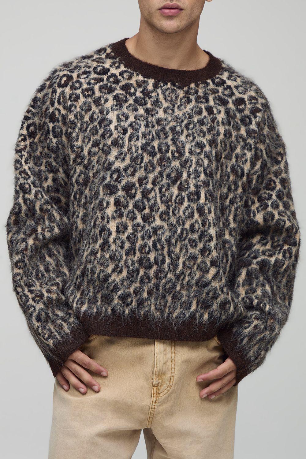 Oversized Boxy Brushed Animal Knitted Jumper by BOOHOOMAN