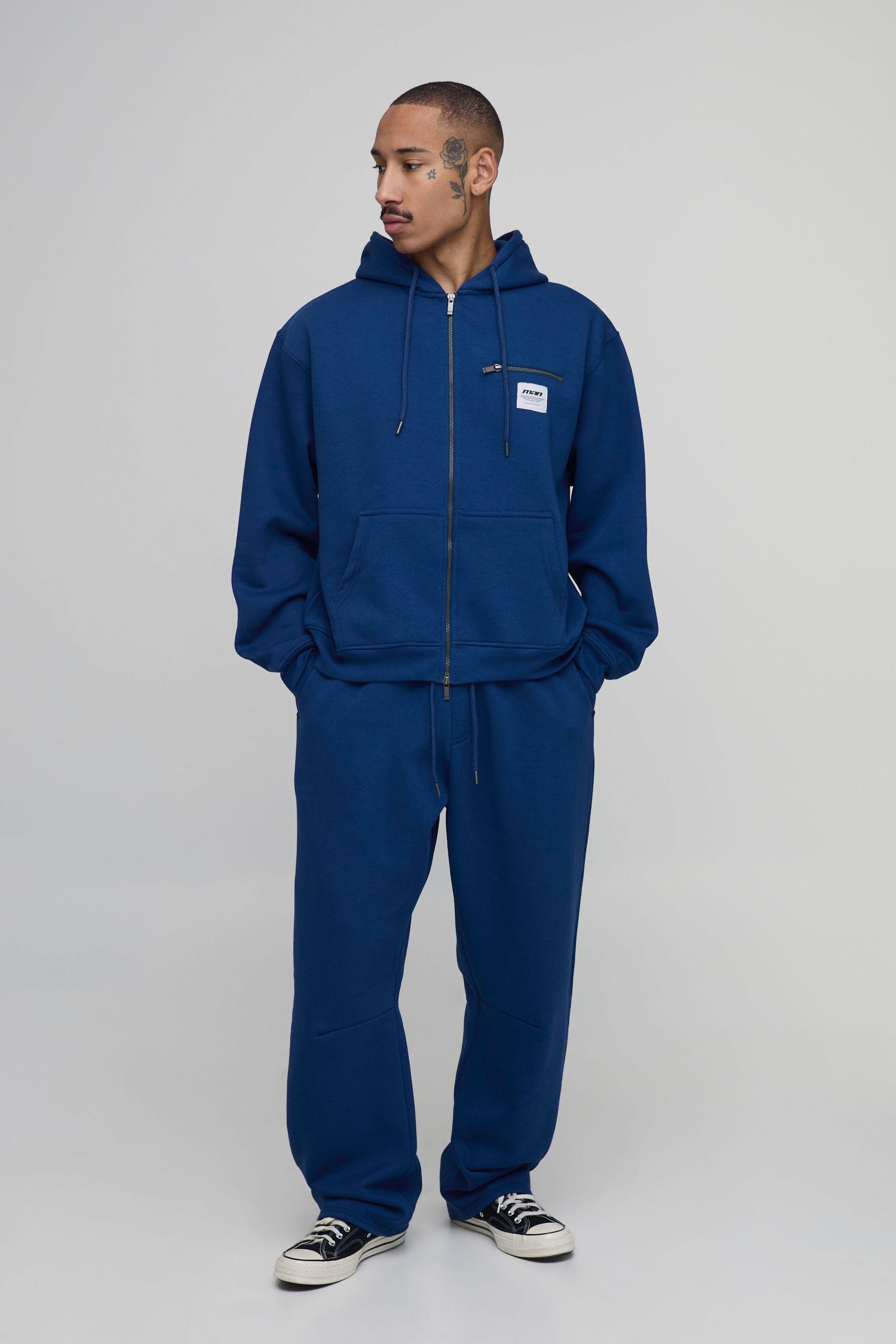 Oversized Boxy Carpenter Zip Through Barrel Leg Tracksuit by BOOHOOMAN
