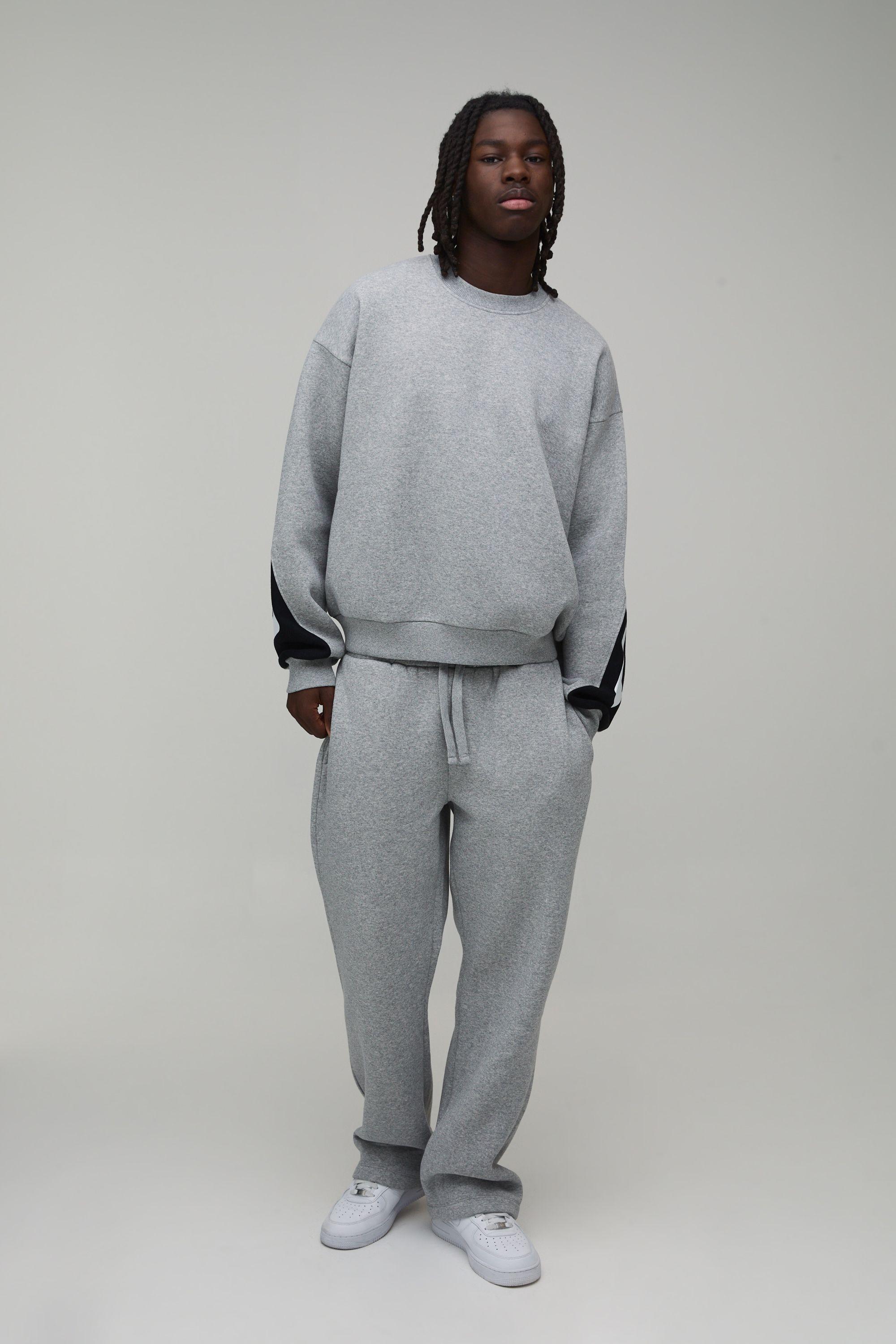 Oversized Boxy Certified Slogan Panelled Sweatshirt Tracksuit by BOOHOOMAN