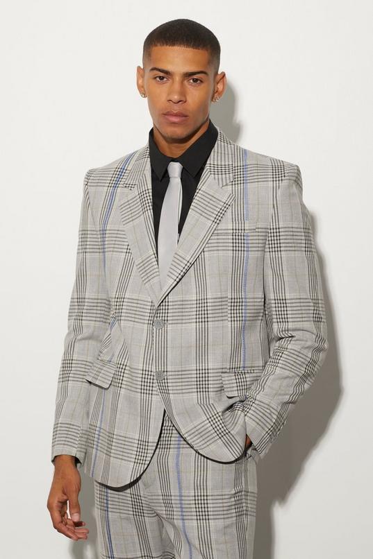 Oversized Boxy Check Contrast Stitch Jacket by BOOHOOMAN