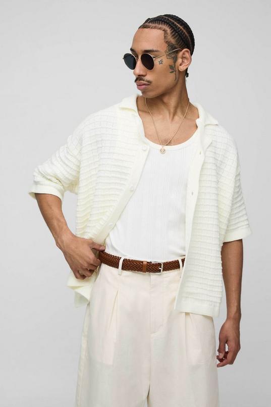 Oversized Boxy Chunky Knitted Shirt by BOOHOOMAN