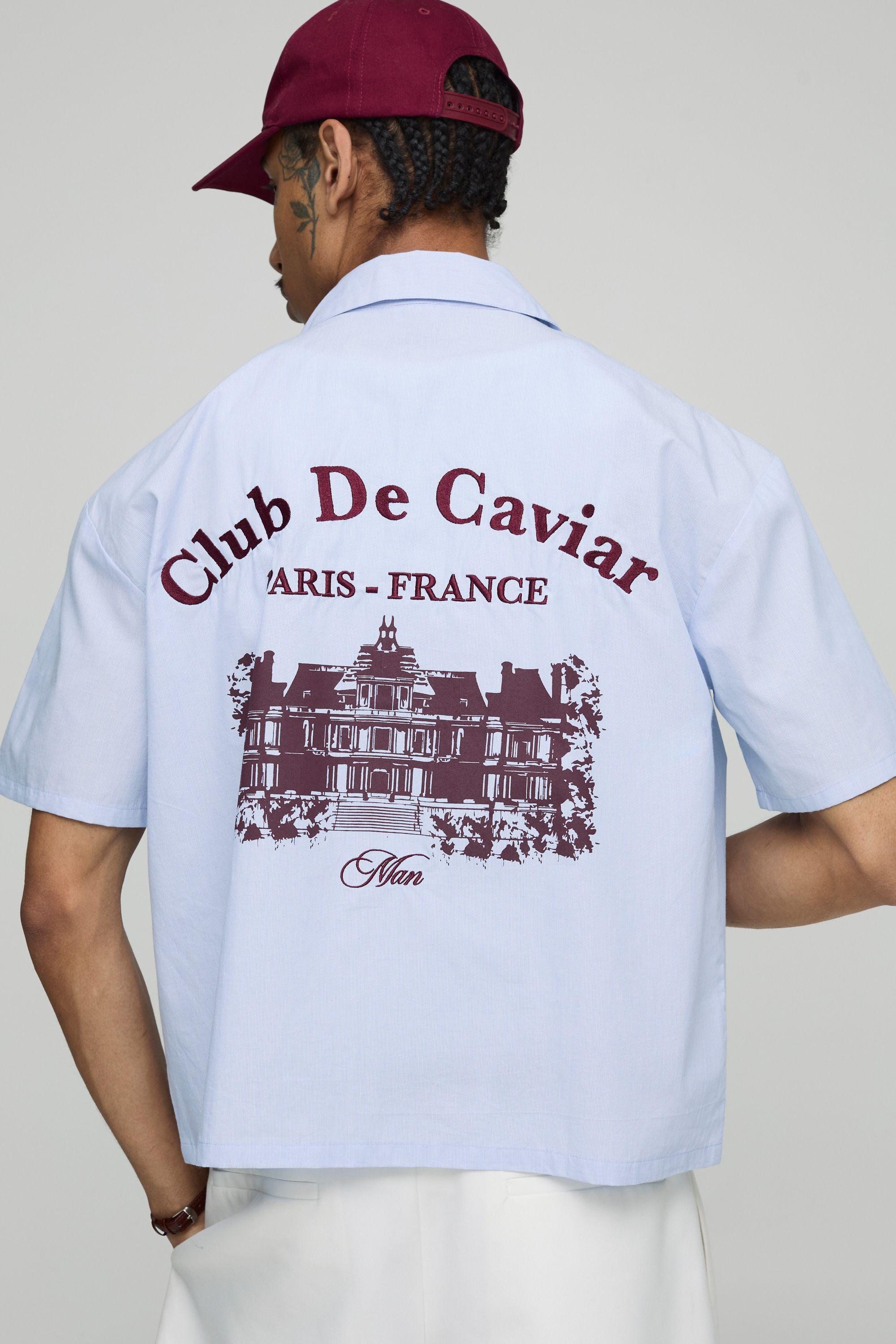 Oversized Boxy Club De Caviar Printed Stripe Shirt by BOOHOOMAN Oversized Boxy Club De Caviar Printed Stripe Shirt by BOOHOOMAN