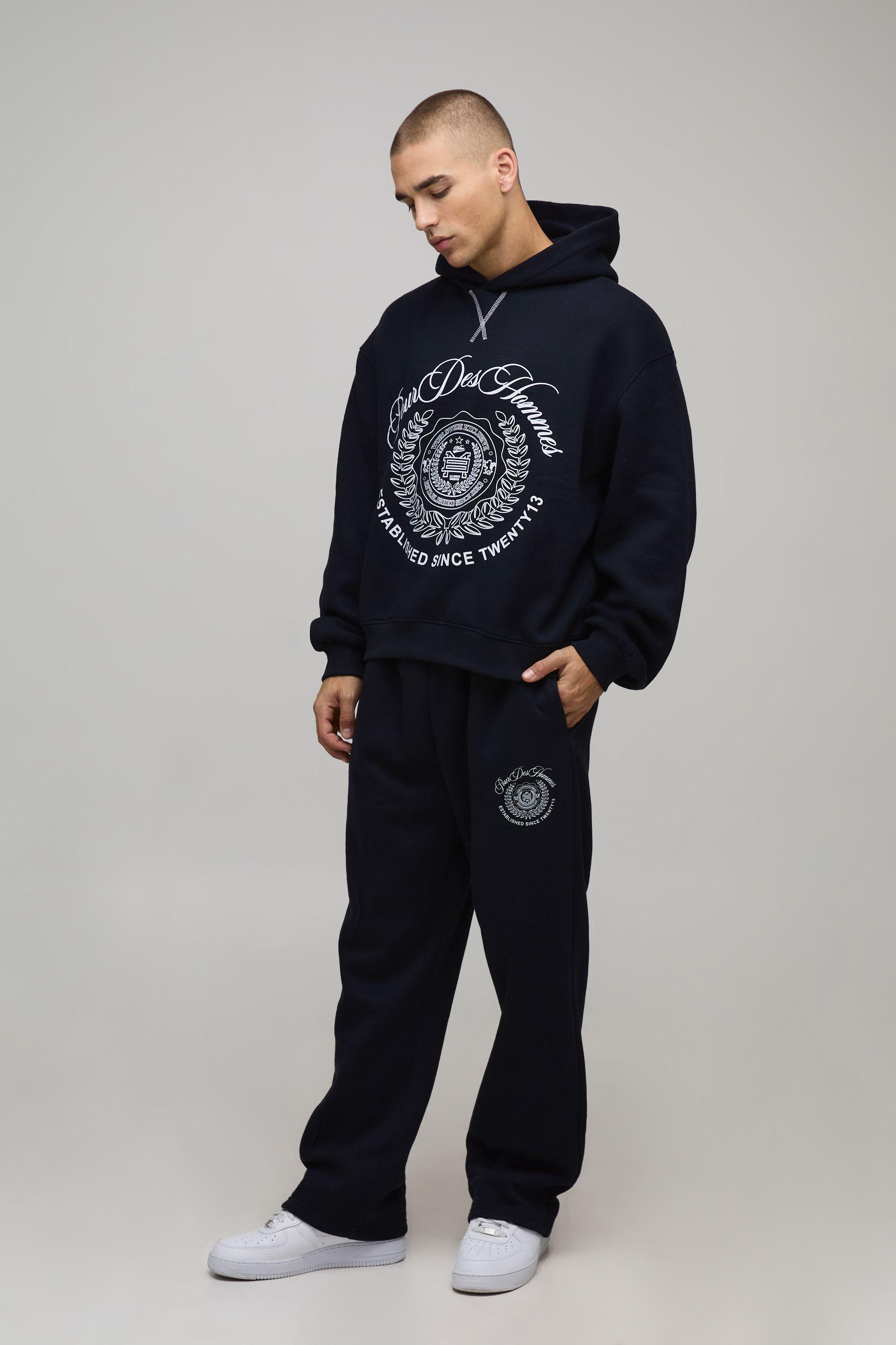 Oversized Boxy Collegiate Varsity Hooded Tracksuit by BOOHOOMAN