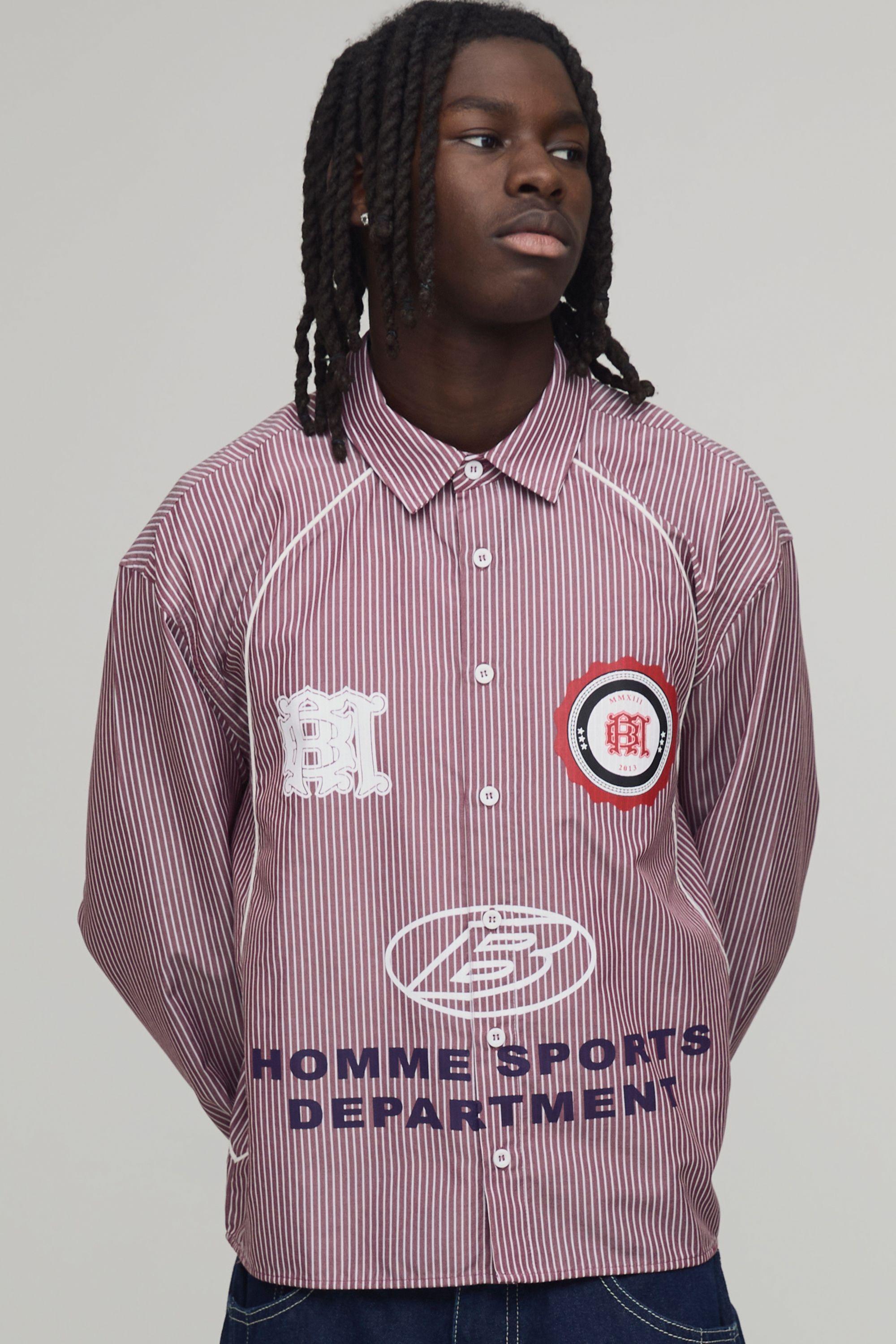 Oversized Boxy Curve Piping Sport Shirt by BOOHOOMAN