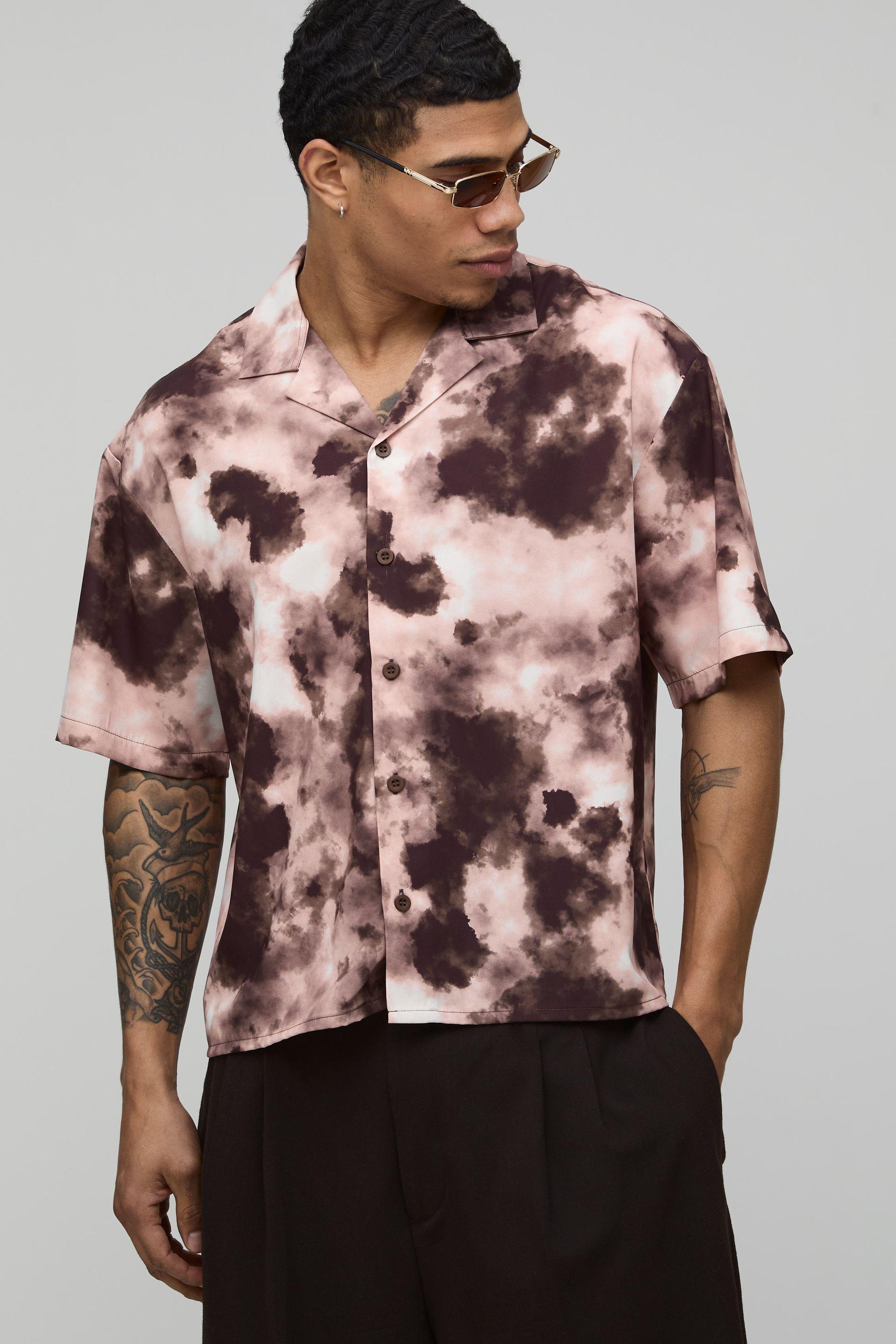 Oversized Boxy Distorted Print Shirt by BOOHOOMAN