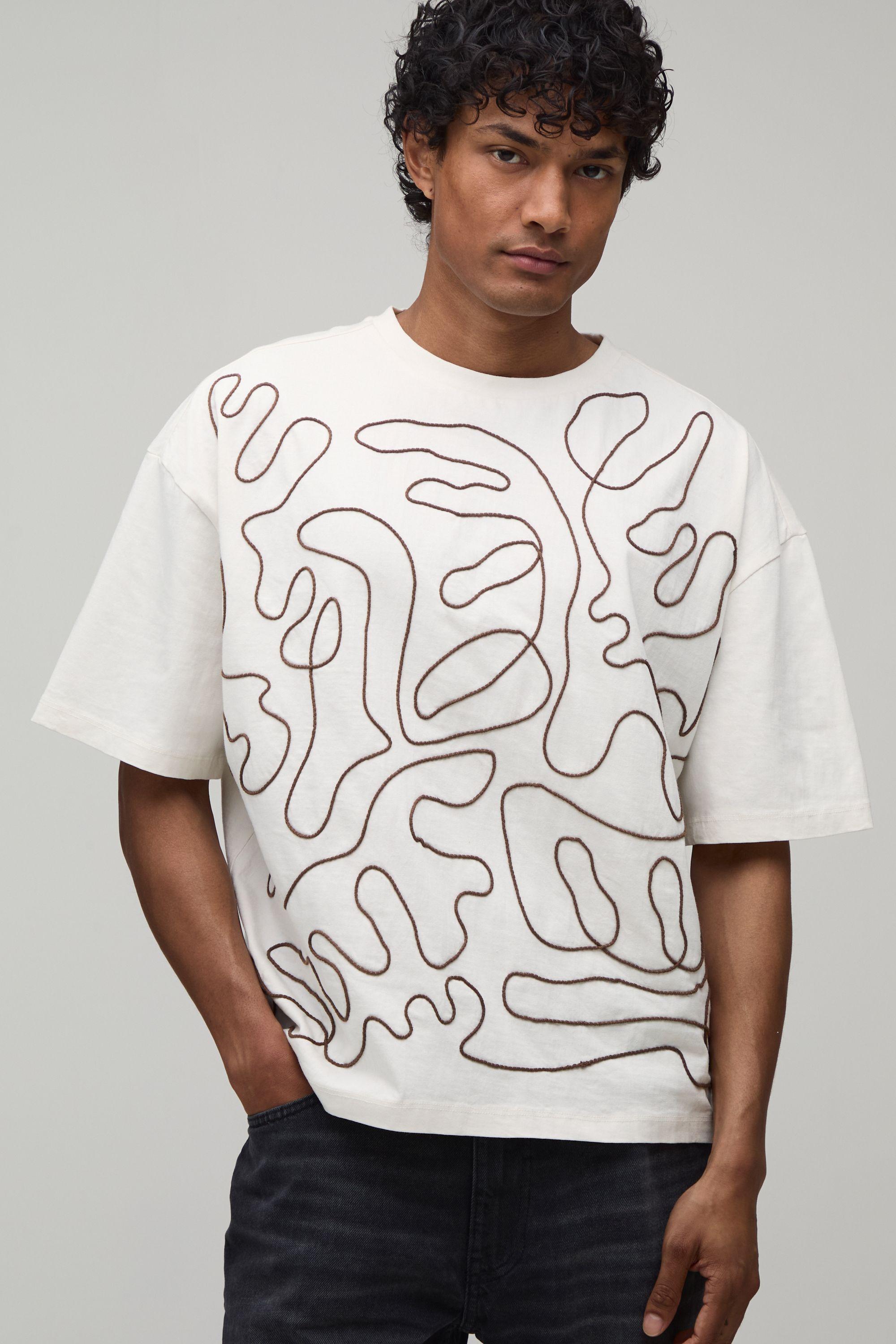 Oversized Boxy Embellished Doodle T-Shirt by BOOHOOMAN