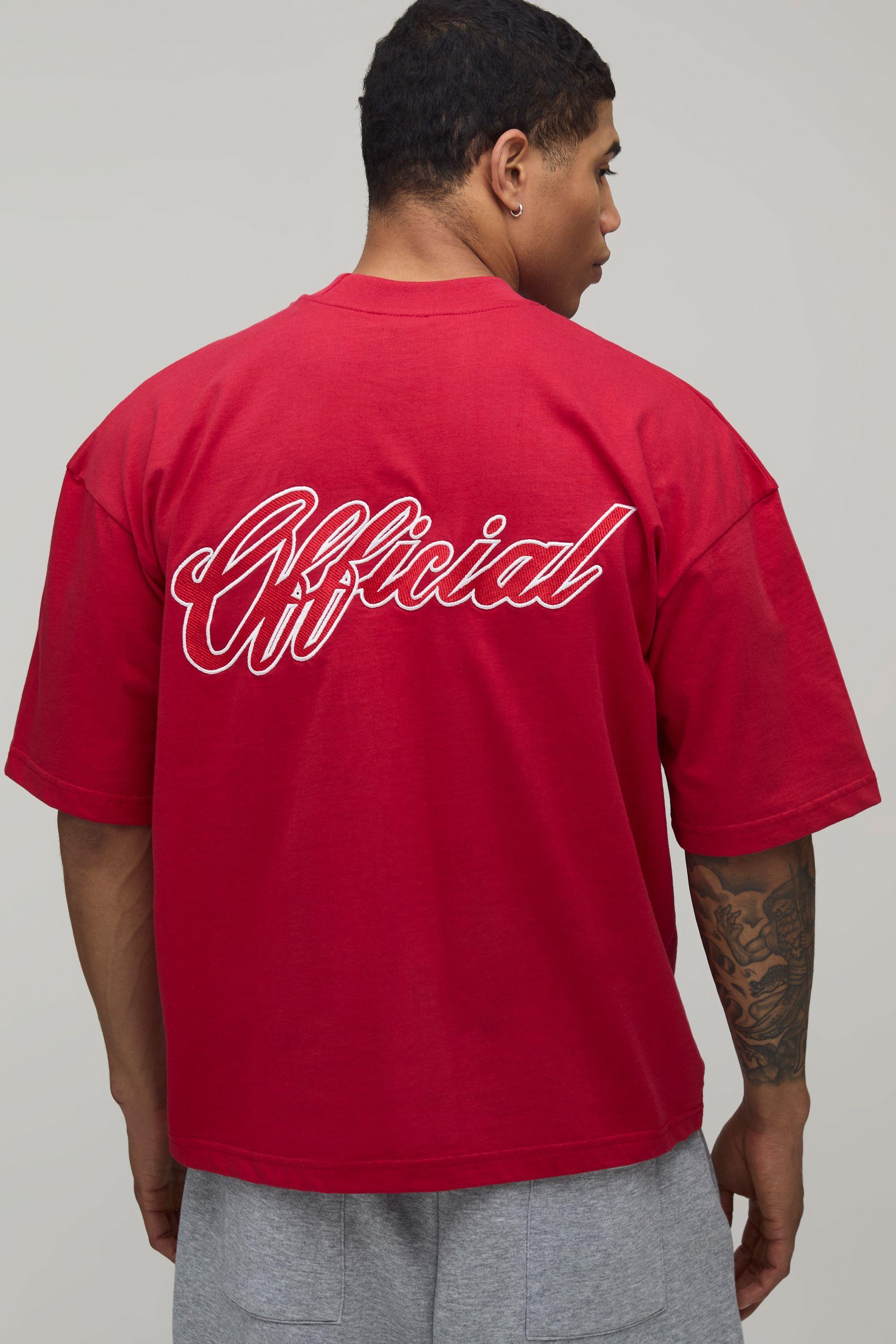 Oversized Boxy Extended Neck Heavyweight Embroidered T-shirt by BOOHOOMAN