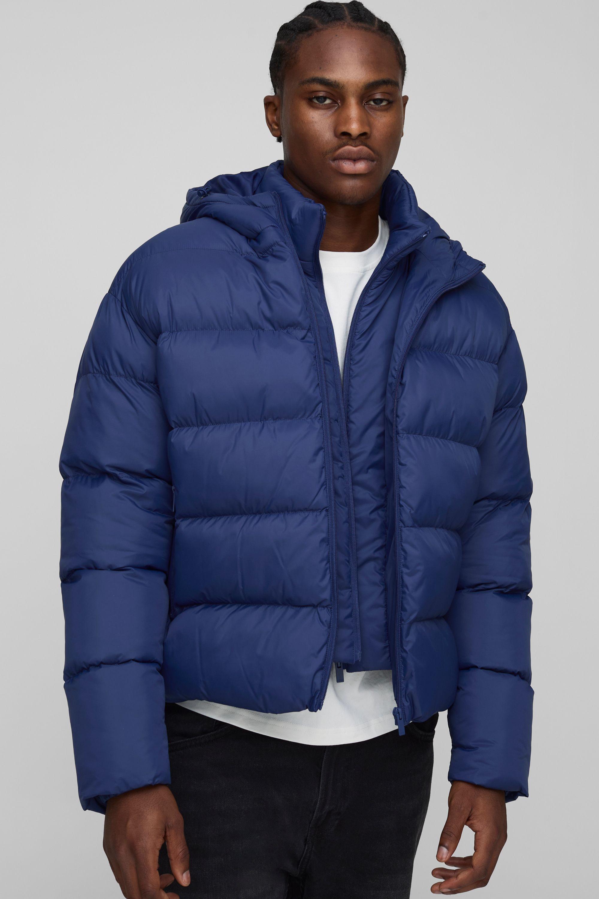 Oversized Boxy Faux Double Layer Hooded Puffer Jacket by BOOHOOMAN