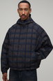 Oversized Boxy Fit Reversible Check Twill Hooded Cagoule by BOOHOOMAN