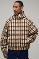 Oversized Boxy Fit Reversible Check Twill Hooded Cagoule by BOOHOOMAN