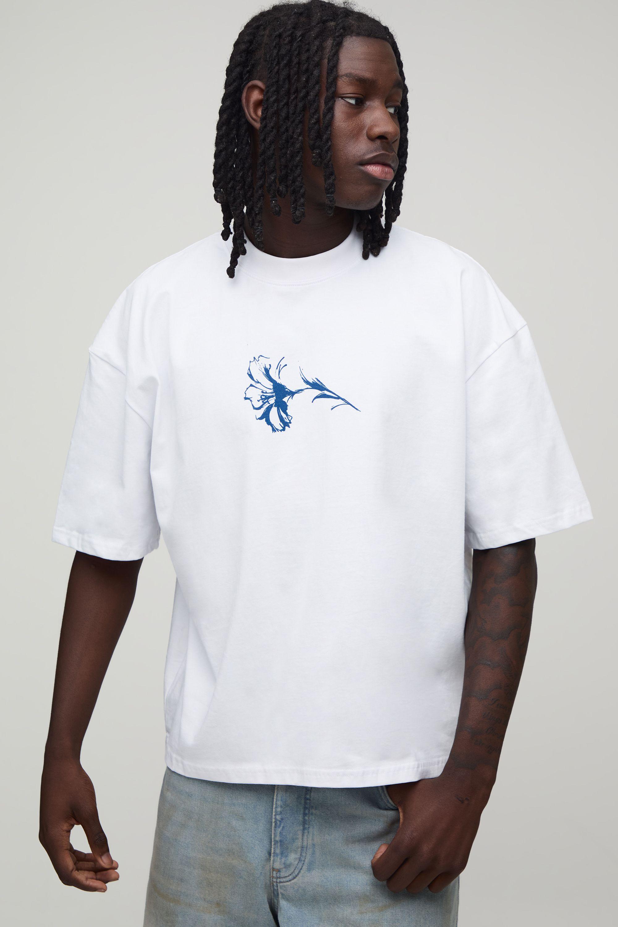 Oversized Boxy Floral Micro Print T-Shirt by BOOHOOMAN Oversized Boxy Floral Micro Print T-Shirt by BOOHOOMAN