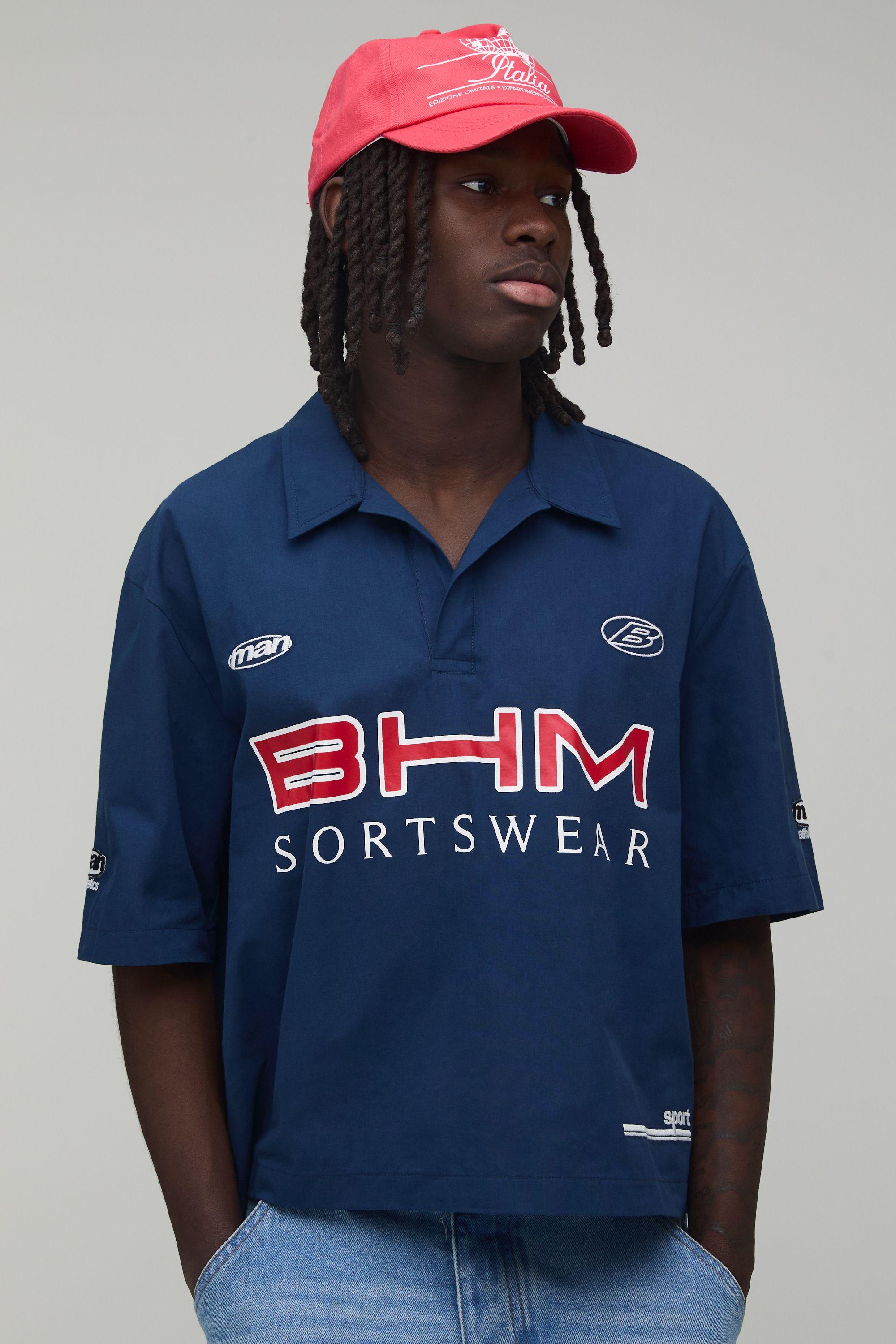 Oversized Boxy Football Polo Shirt by BOOHOOMAN