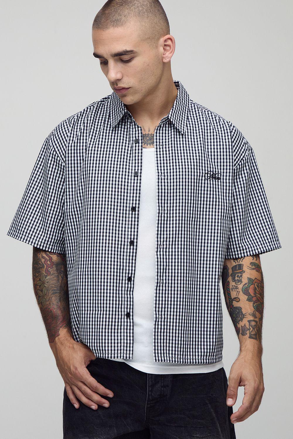Oversized Boxy Gingham Check Shirt by BOOHOOMAN