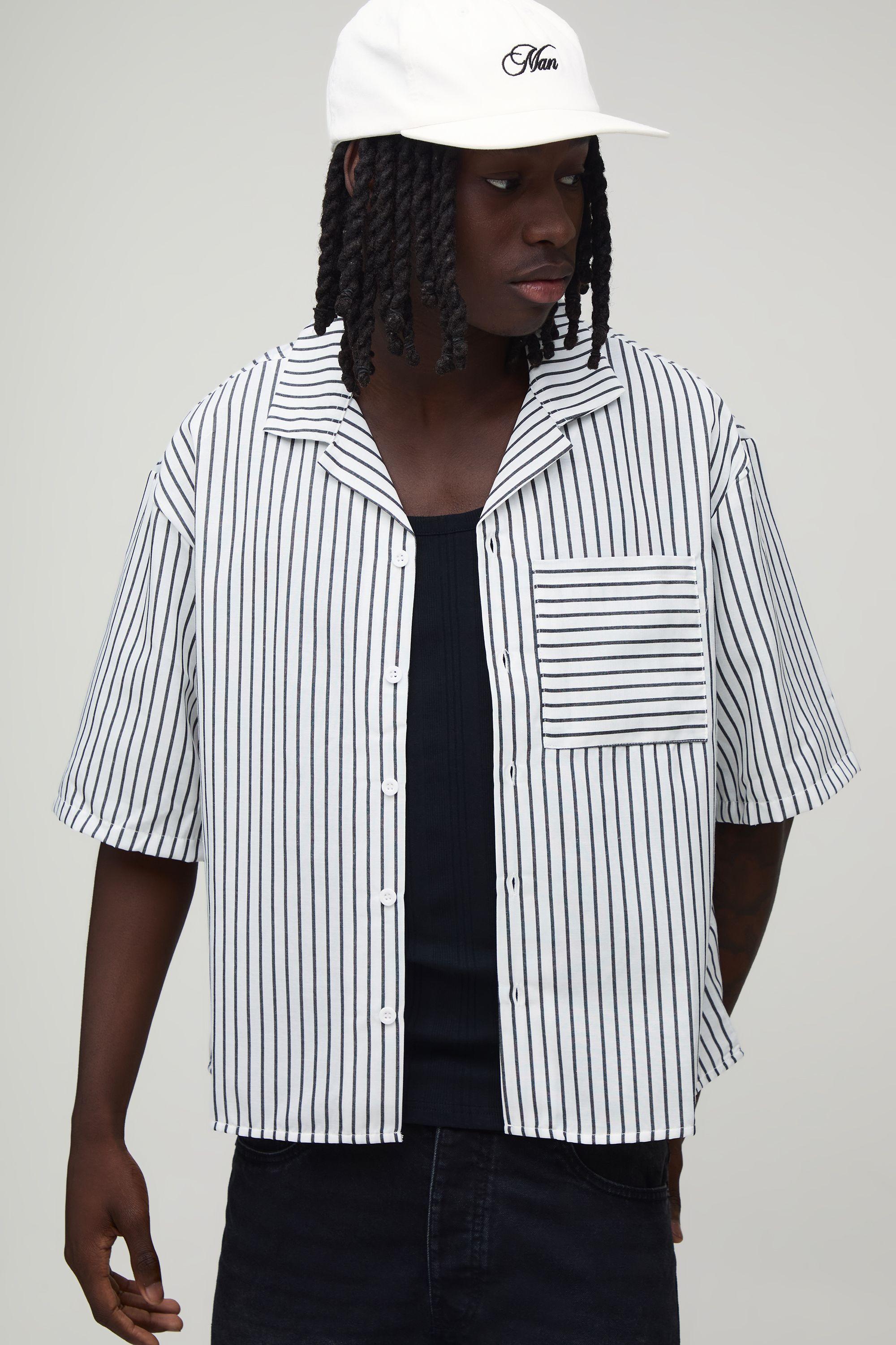 Oversized Boxy Half Sleeve Stripe Shirt by BOOHOOMAN