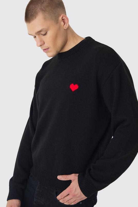 Oversized Boxy Heart Jumper by BOOHOOMAN
