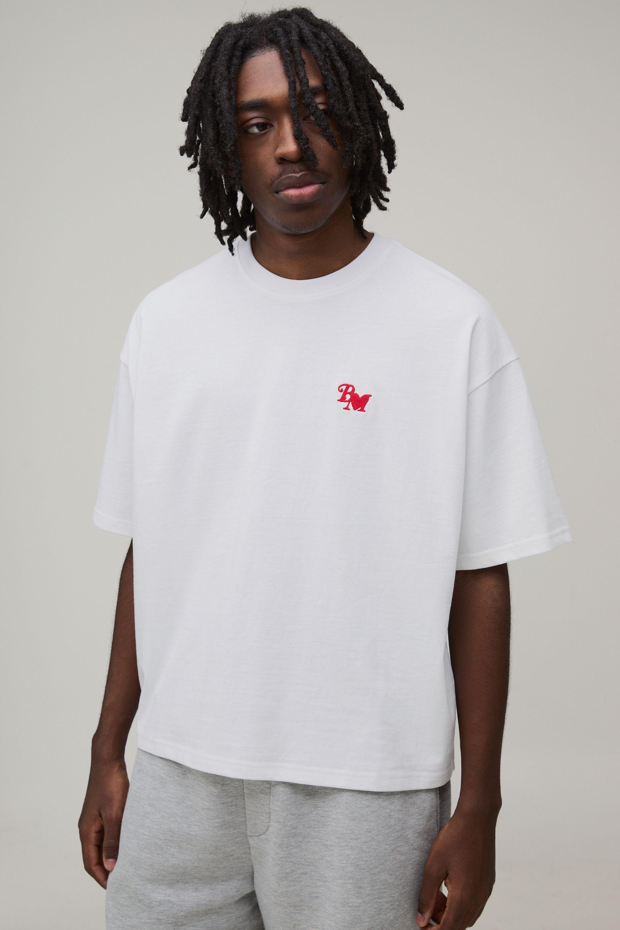 Oversized Boxy Heavyweight BM Embroidered T-Shirt by BOOHOOMAN
