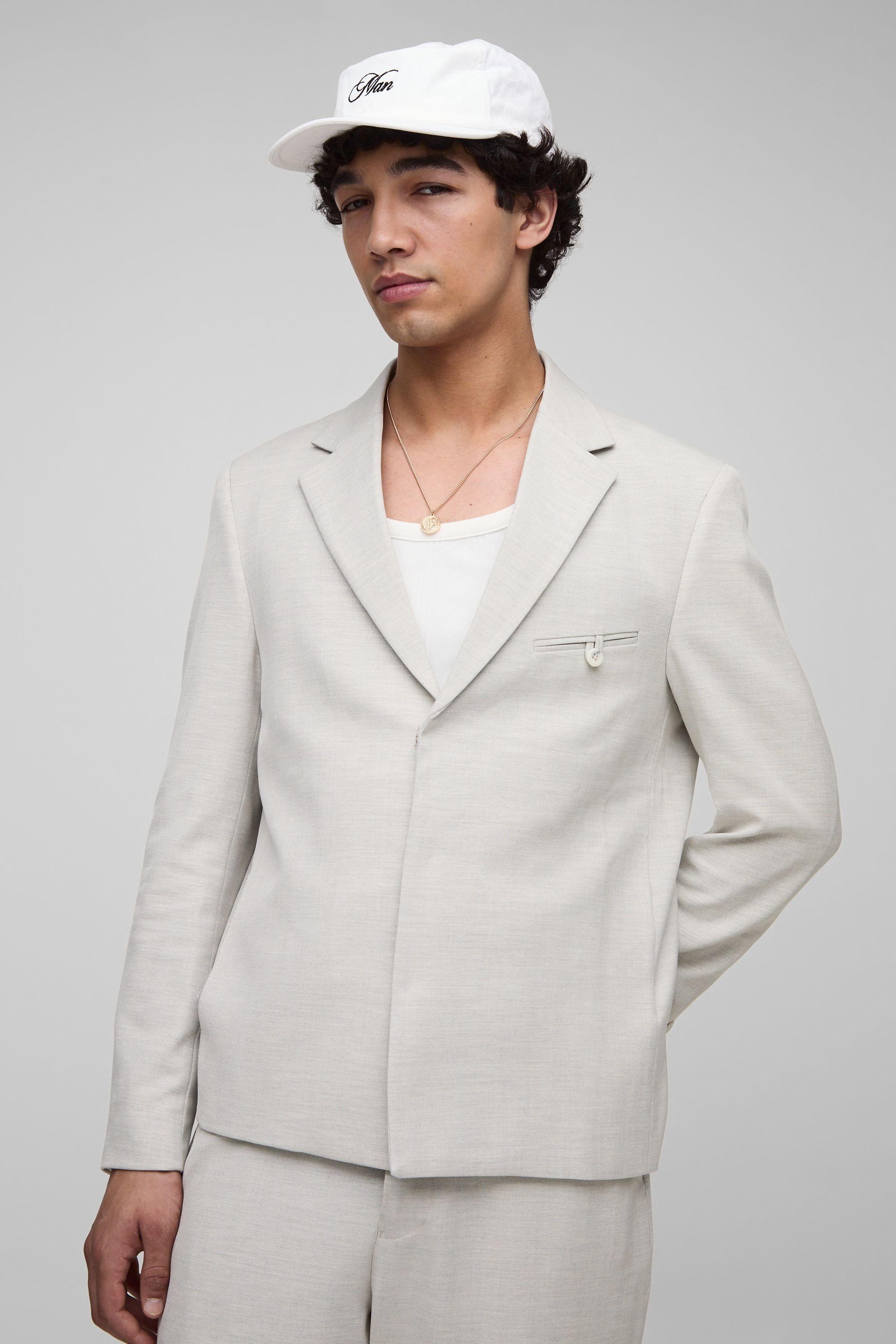 Oversized Boxy Herringbone Suit Blazer by BOOHOOMAN