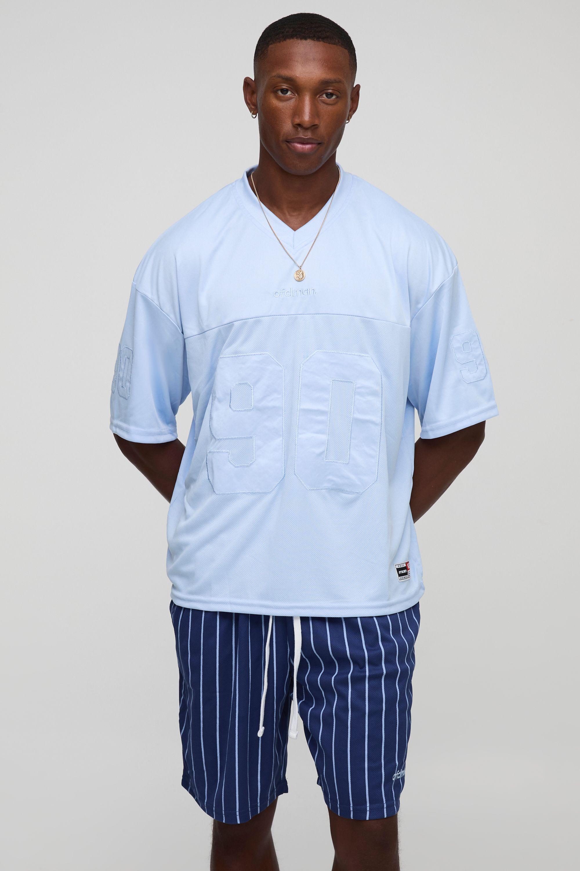 Oversized Boxy Hockey Mesh T-Shirt And Embroidered Short Set by BOOHOOMAN